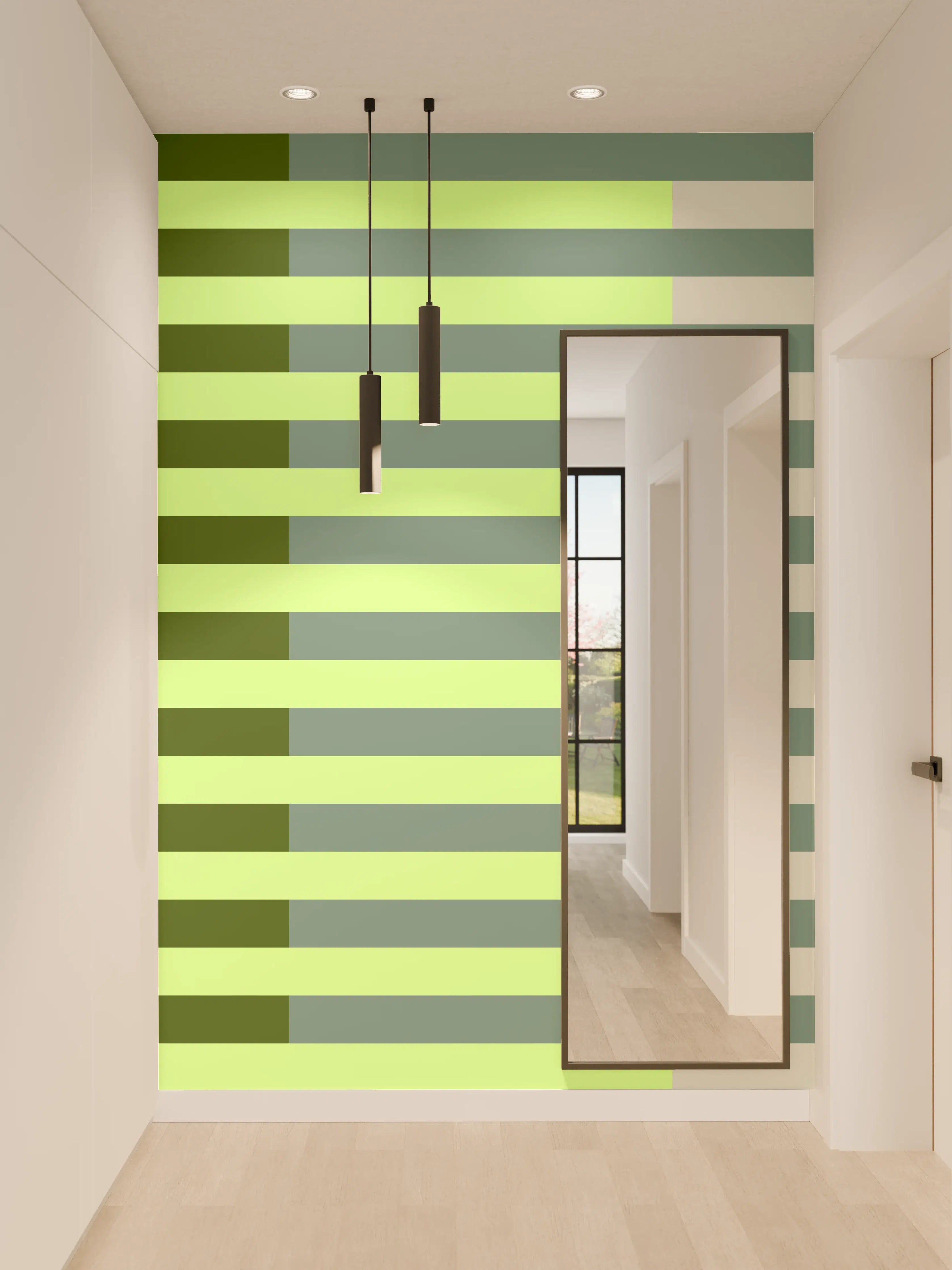 Wandverkleidung Flur - The Greens - Multy Stripes - Granny Smith