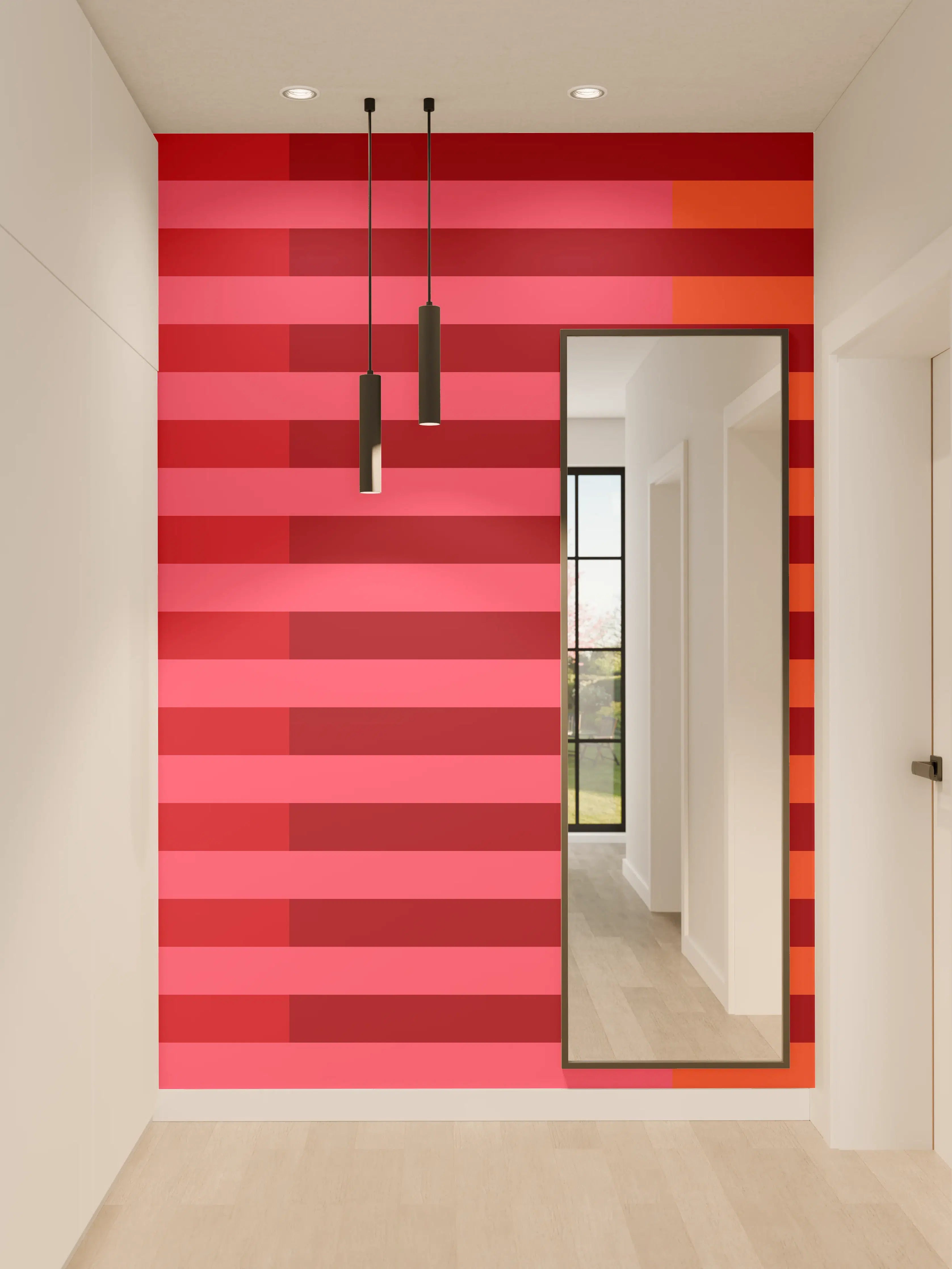 Wandverkleidung Flur - The Reds - Multy Stripes - Pomegranate