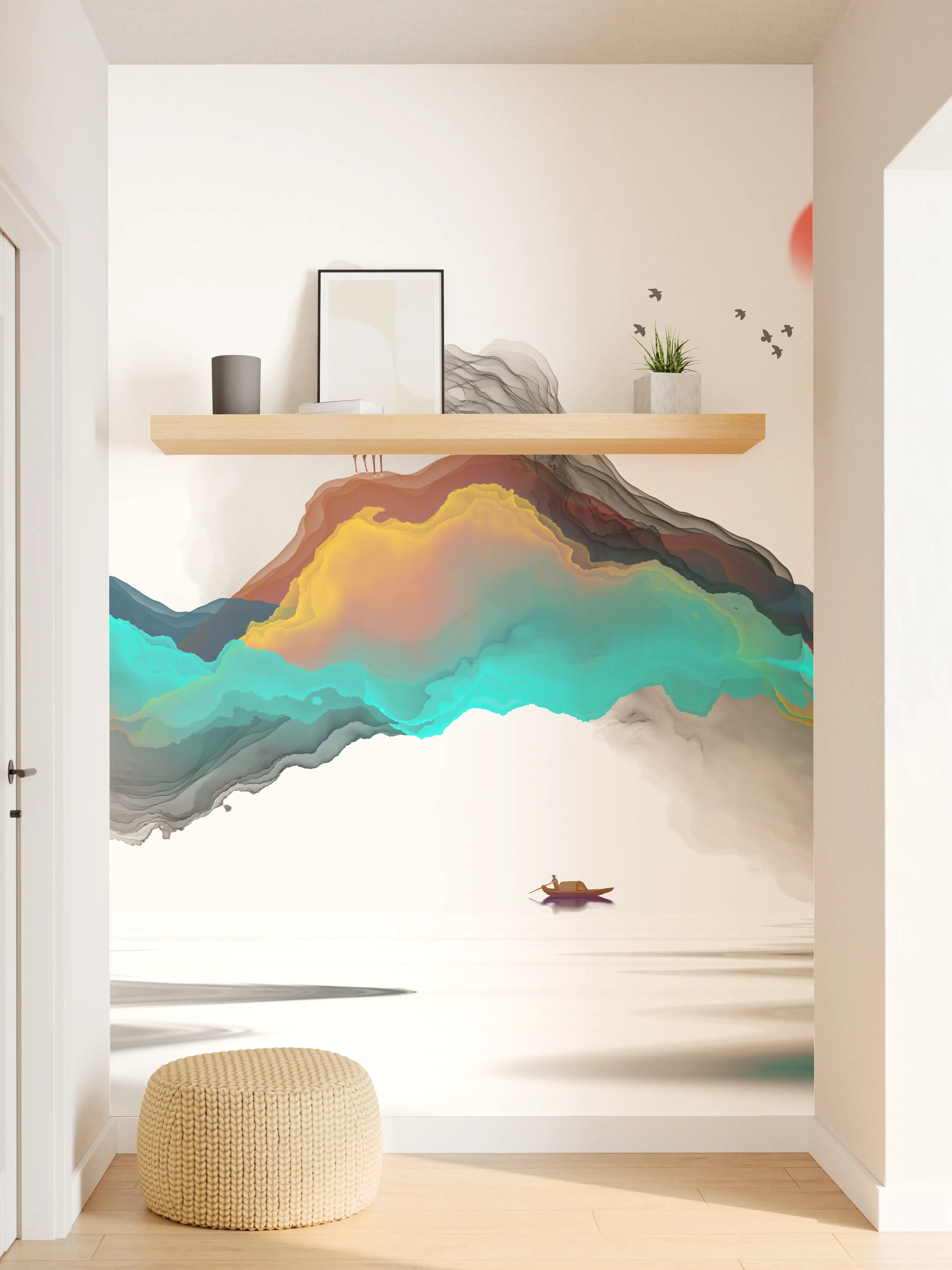 Wandverkleidung Flur - Tinte Linie Dekoration Landschaft