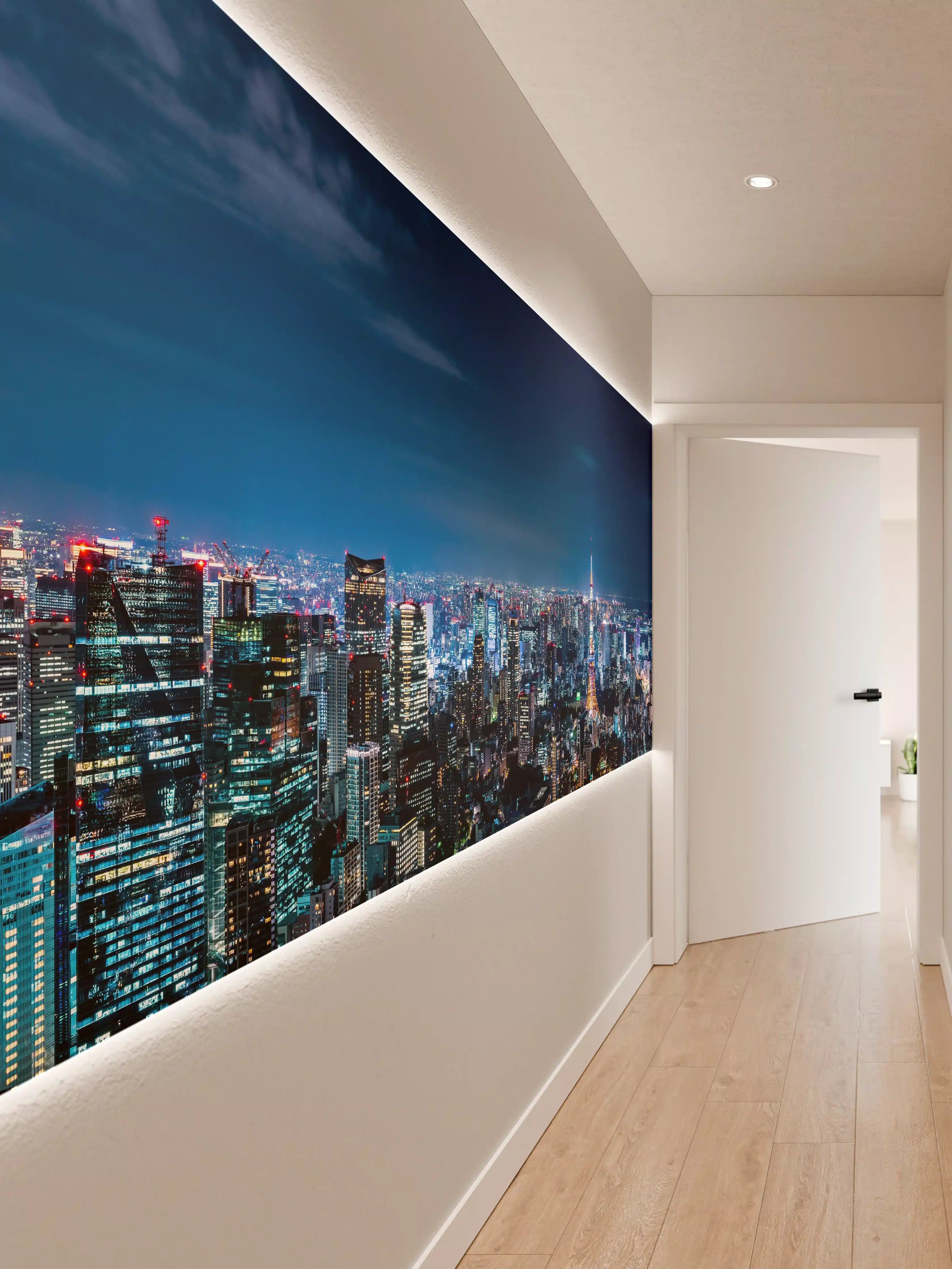 Wandverkleidung Flur - Tokio Skyline bei Nacht