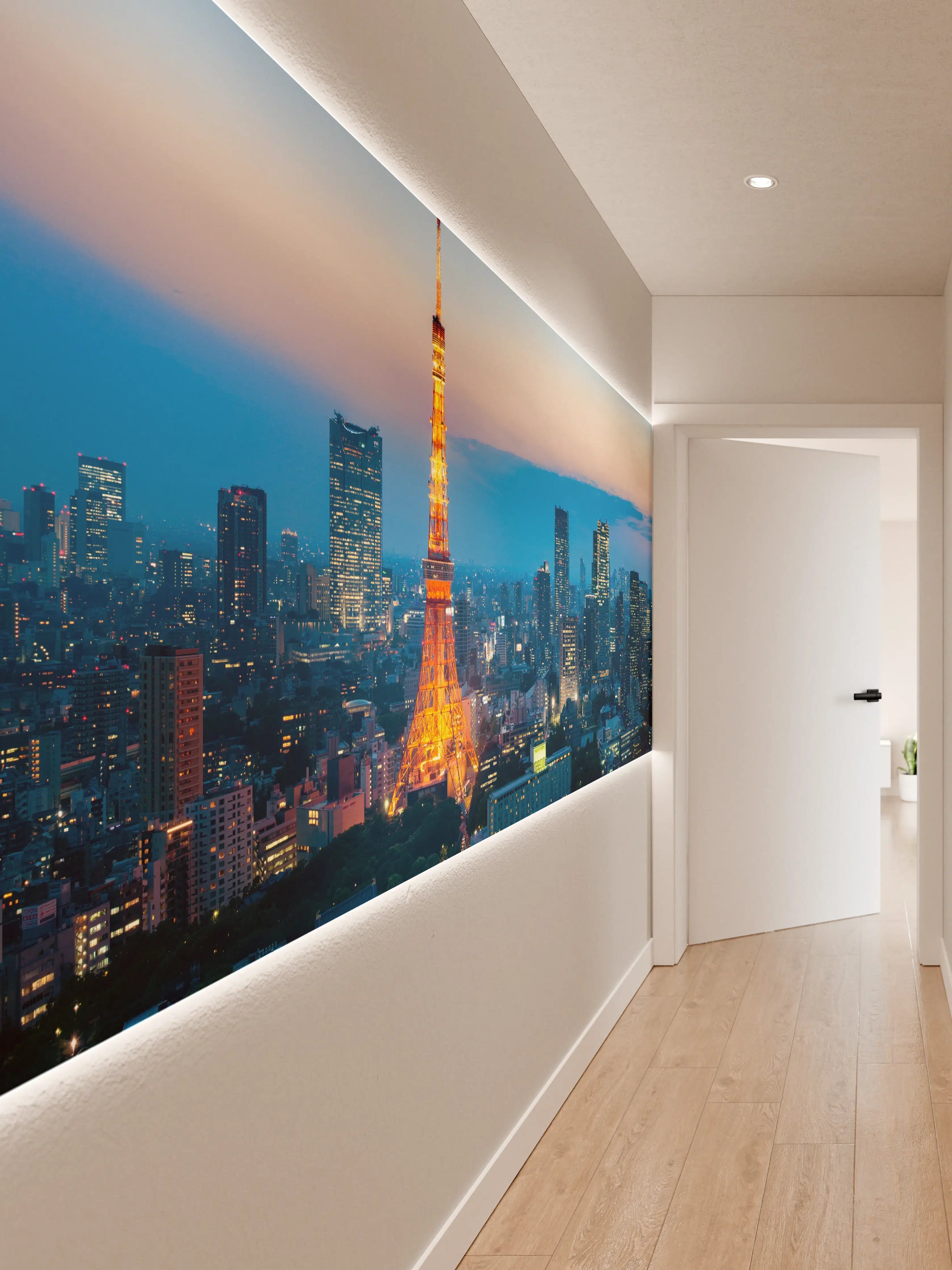 Wandverkleidung Flur - Tokyo Tower bei Nacht