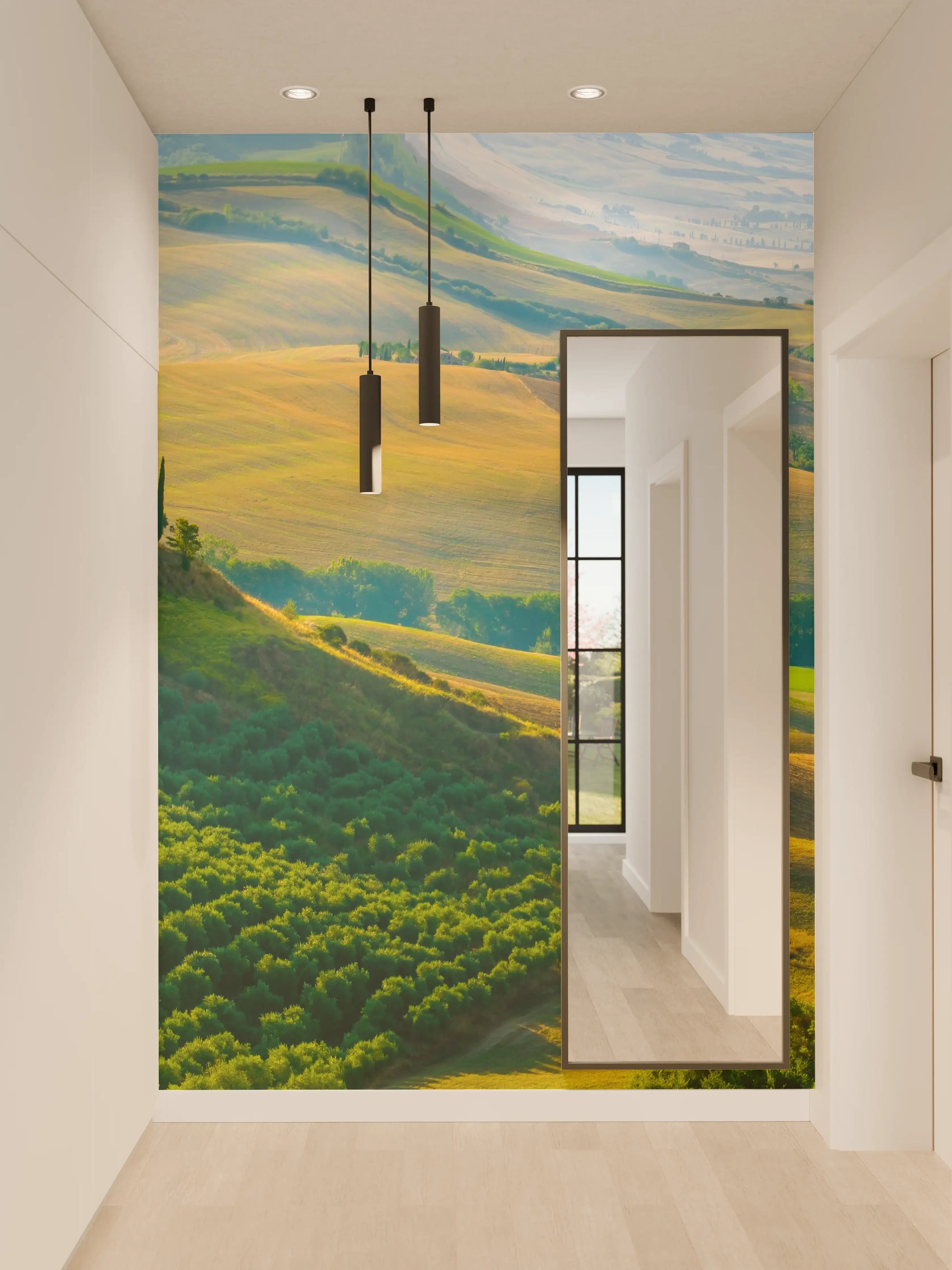 Wandverkleidung Flur - Toskana Hügel in Grün