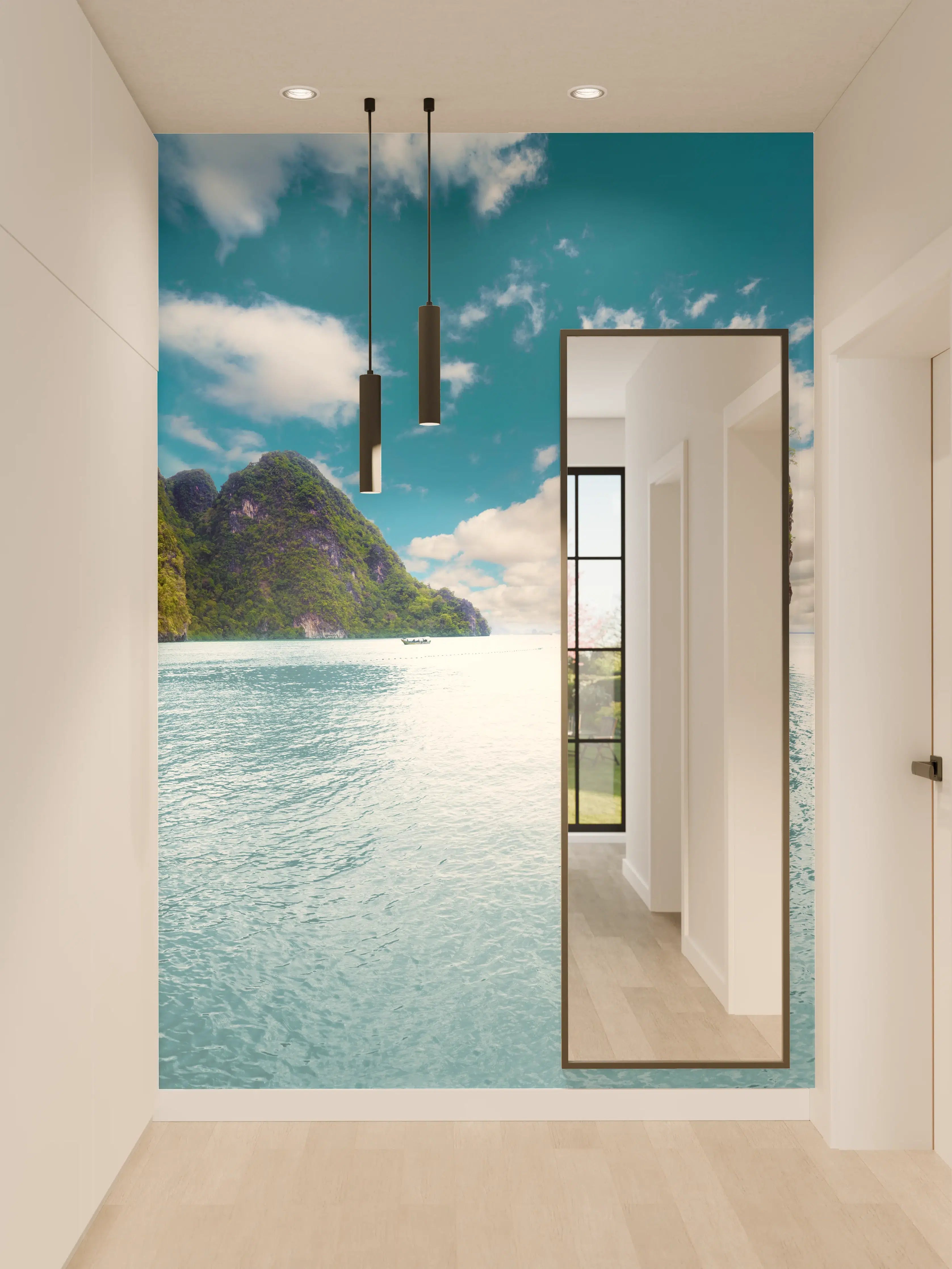 Wandverkleidung Flur - Traumhafte exotische Landschaft am Wasser