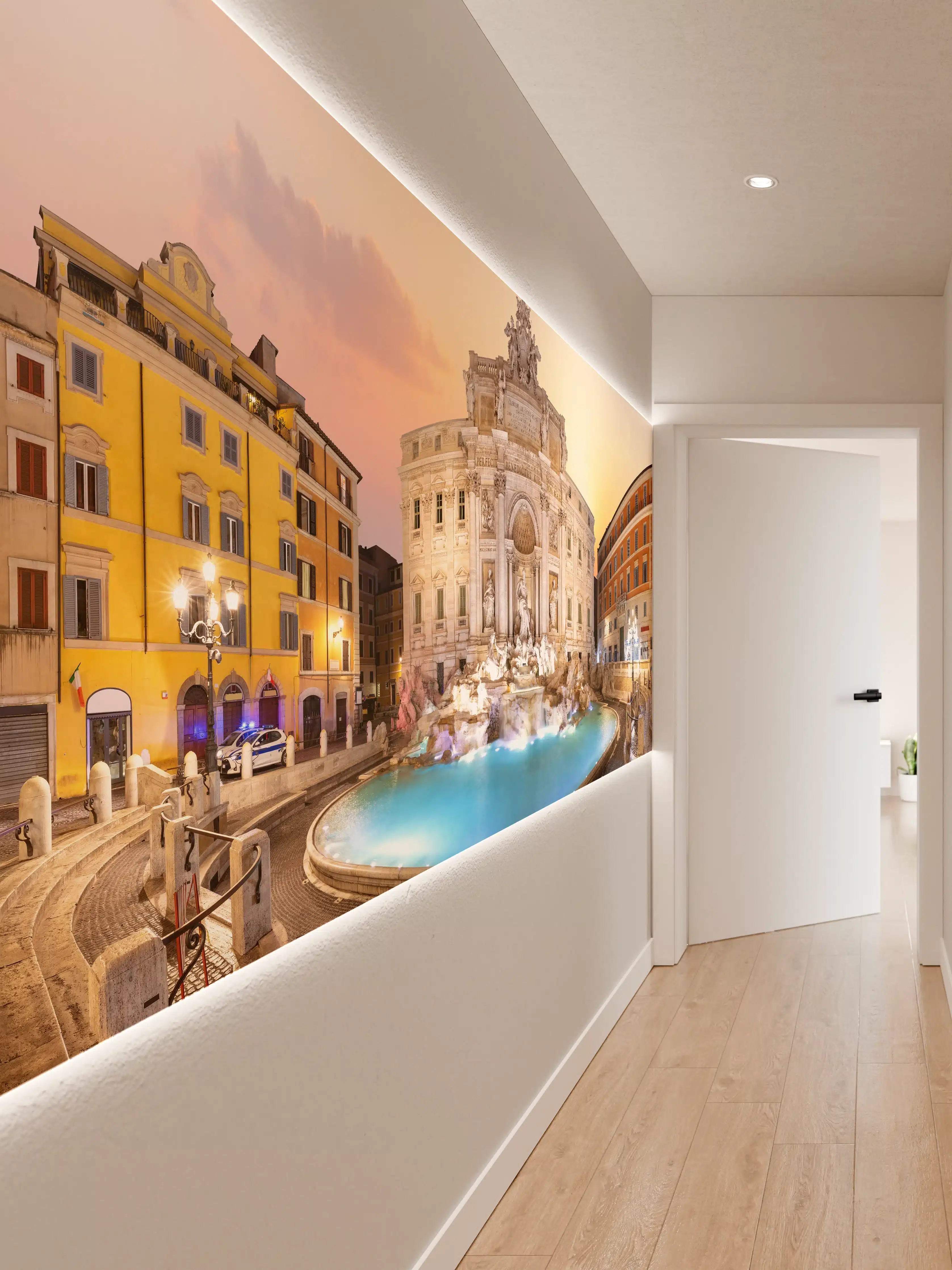 Wandverkleidung Flur - Trevi-Brunnen bei Sonnenaufgang