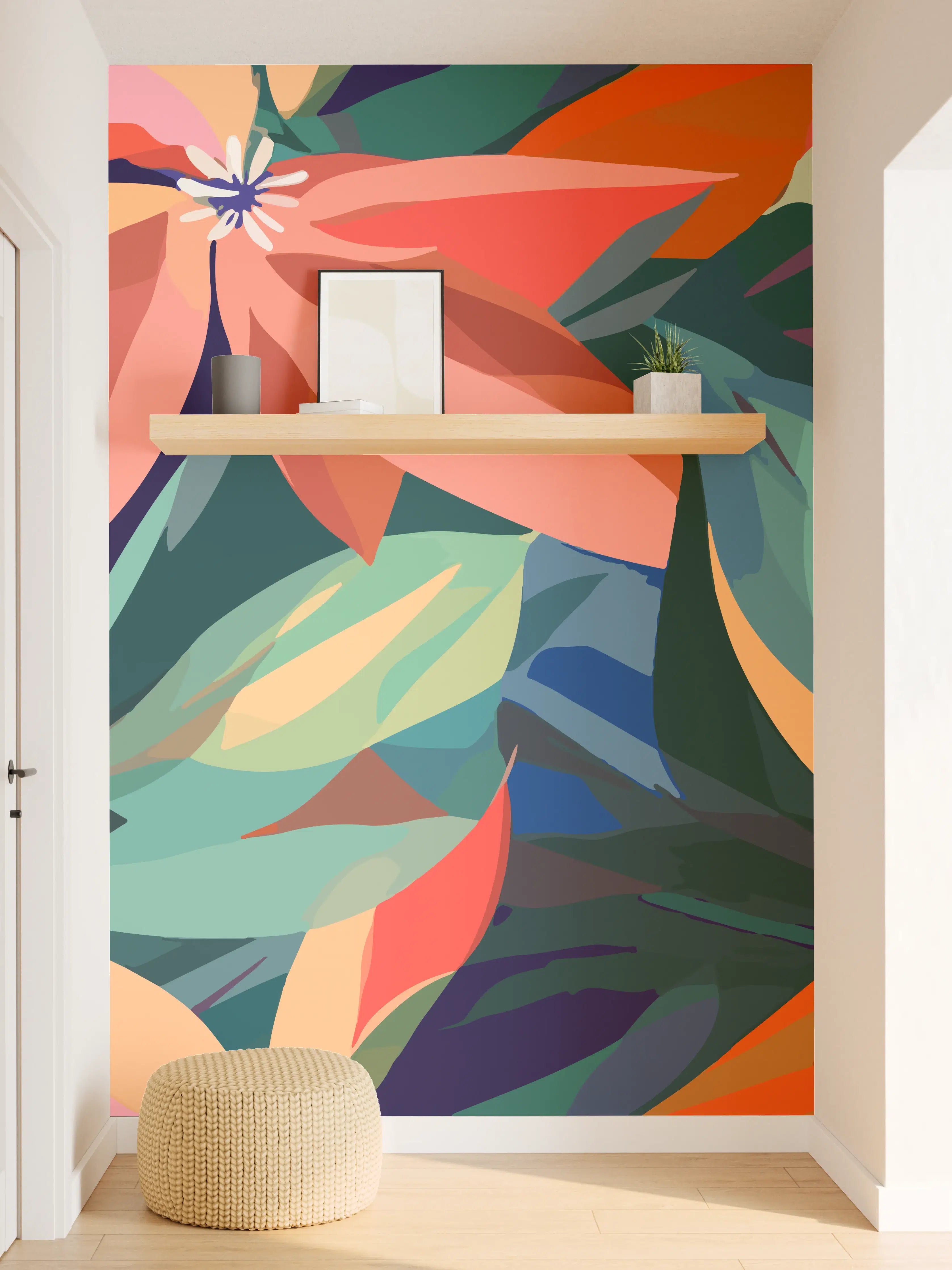 Wandverkleidung Flur - Tropische Petals Koralle-Grün