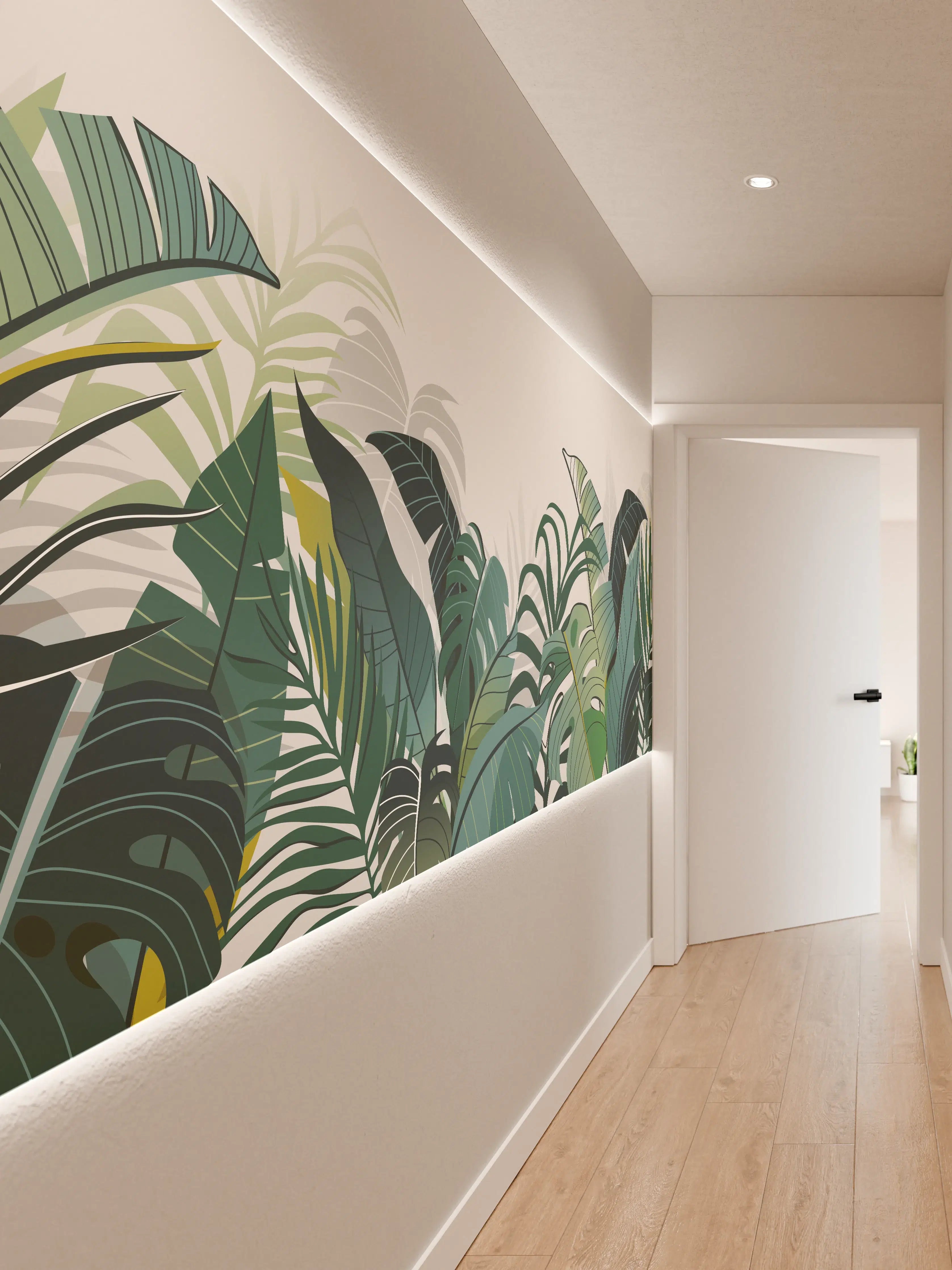 Wandverkleidung Flur - Tropische Pflanzen Illustration