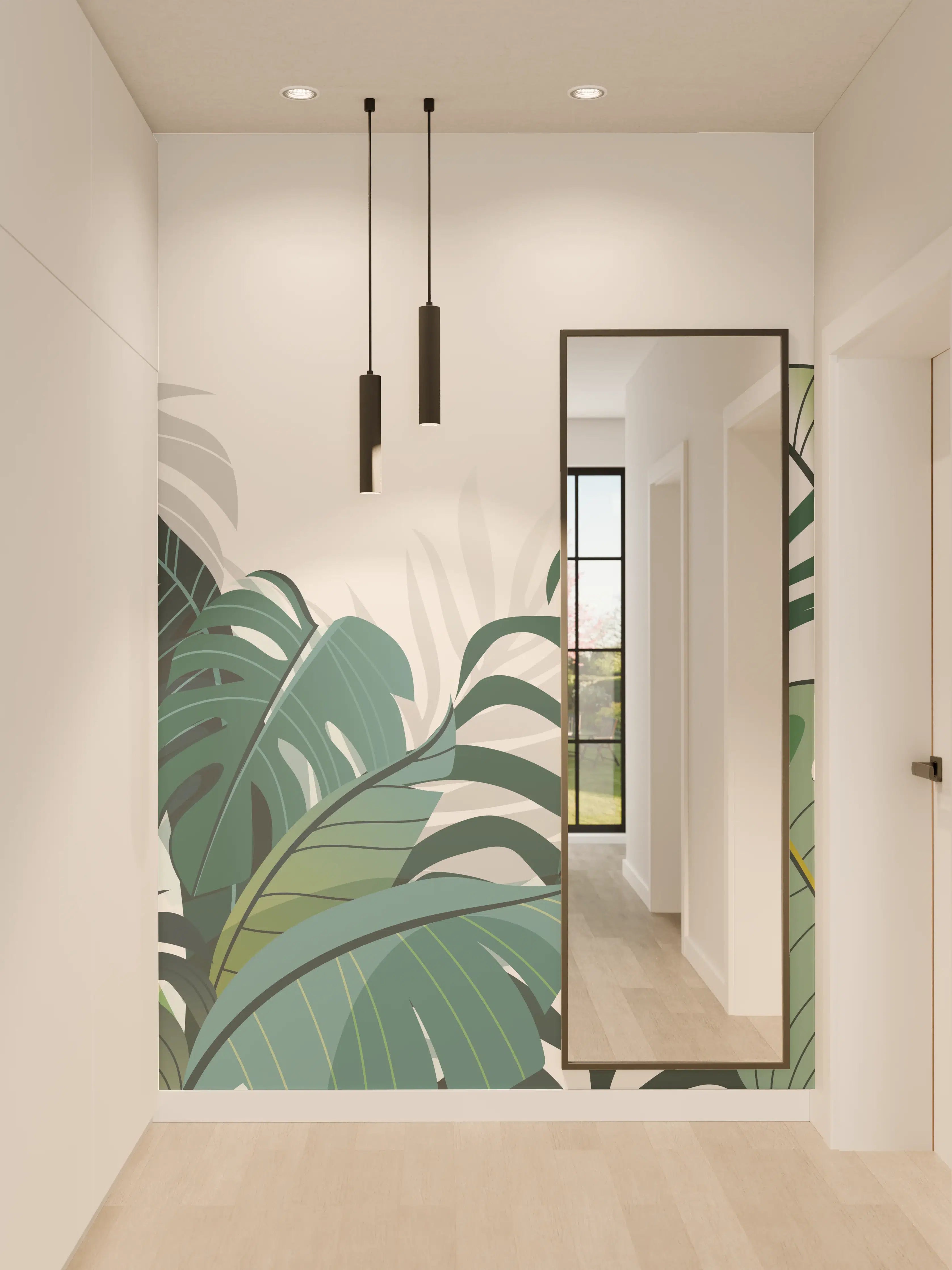 Wandverkleidung Flur - Tropische Pflanzen Illustration