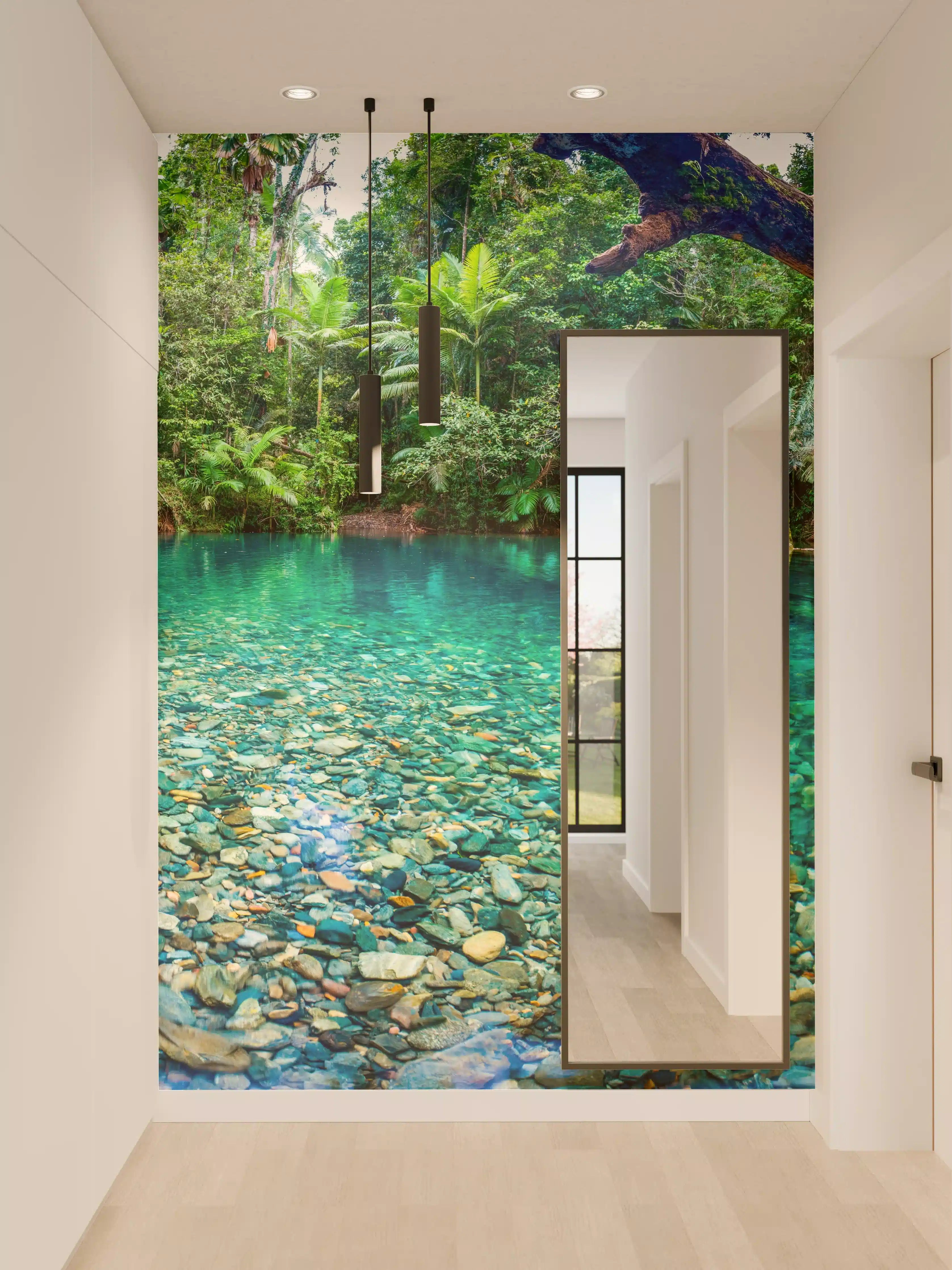 Wandverkleidung Flur - Tropischer Bach mit klarem Wasser