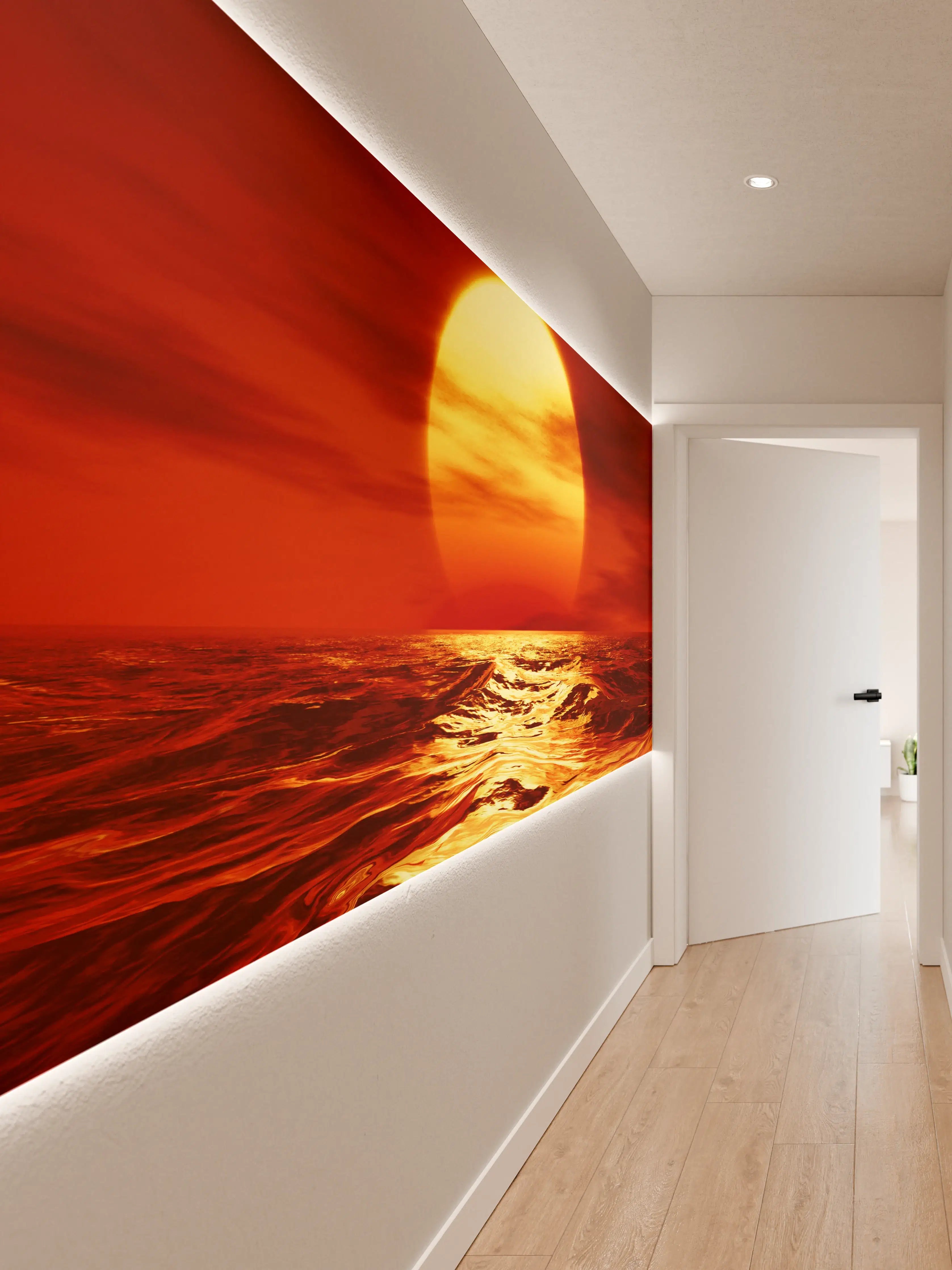 Wandverkleidung Flur - Tropischer Sonnenuntergang über dem Meer