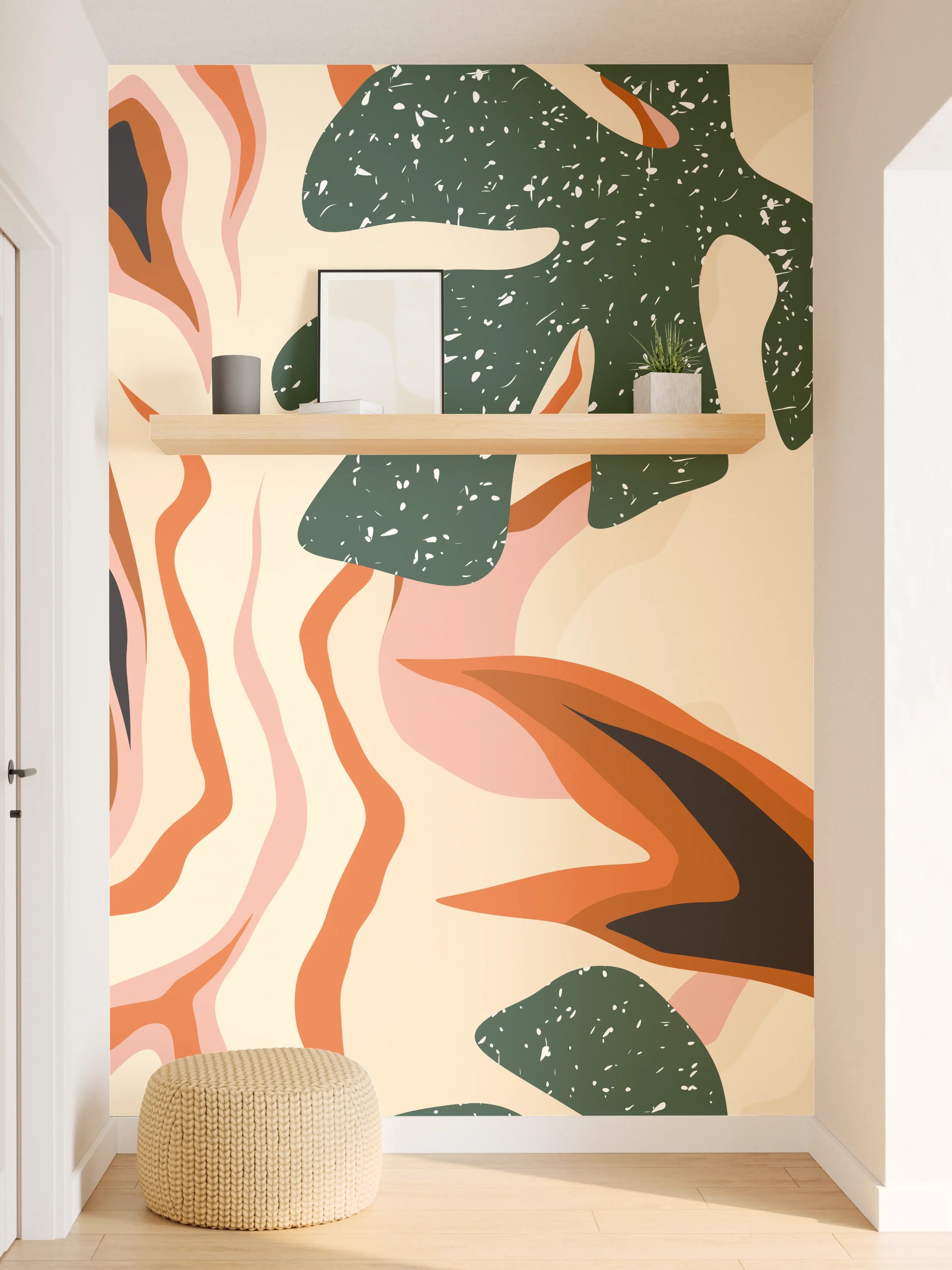 Wandverkleidung Flur - Tropischer Vortex Beige-Orange