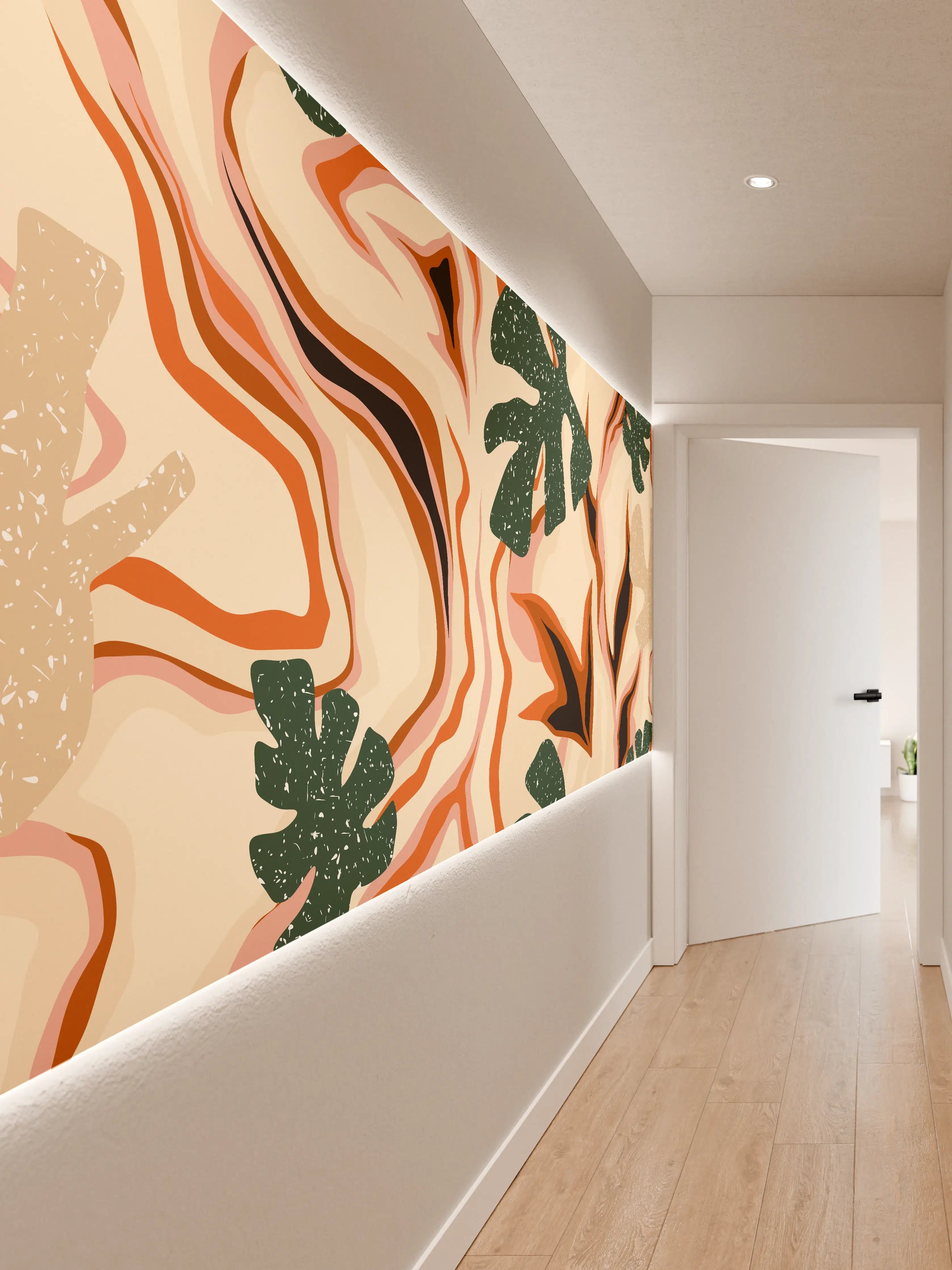 Wandverkleidung Flur - Tropischer Vortex Beige-Orange