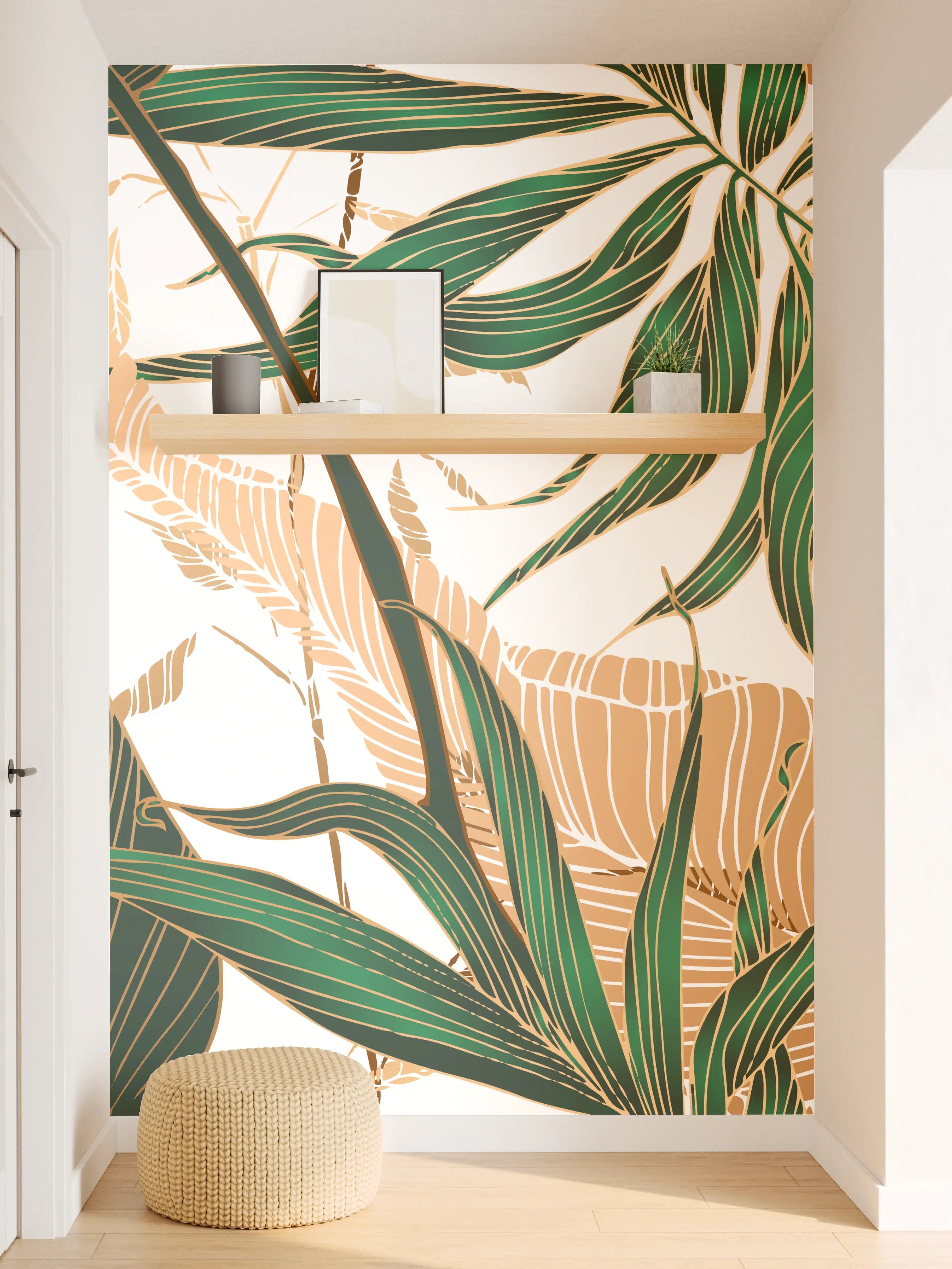Wandverkleidung Flur - Tropisches Blattmuster Design