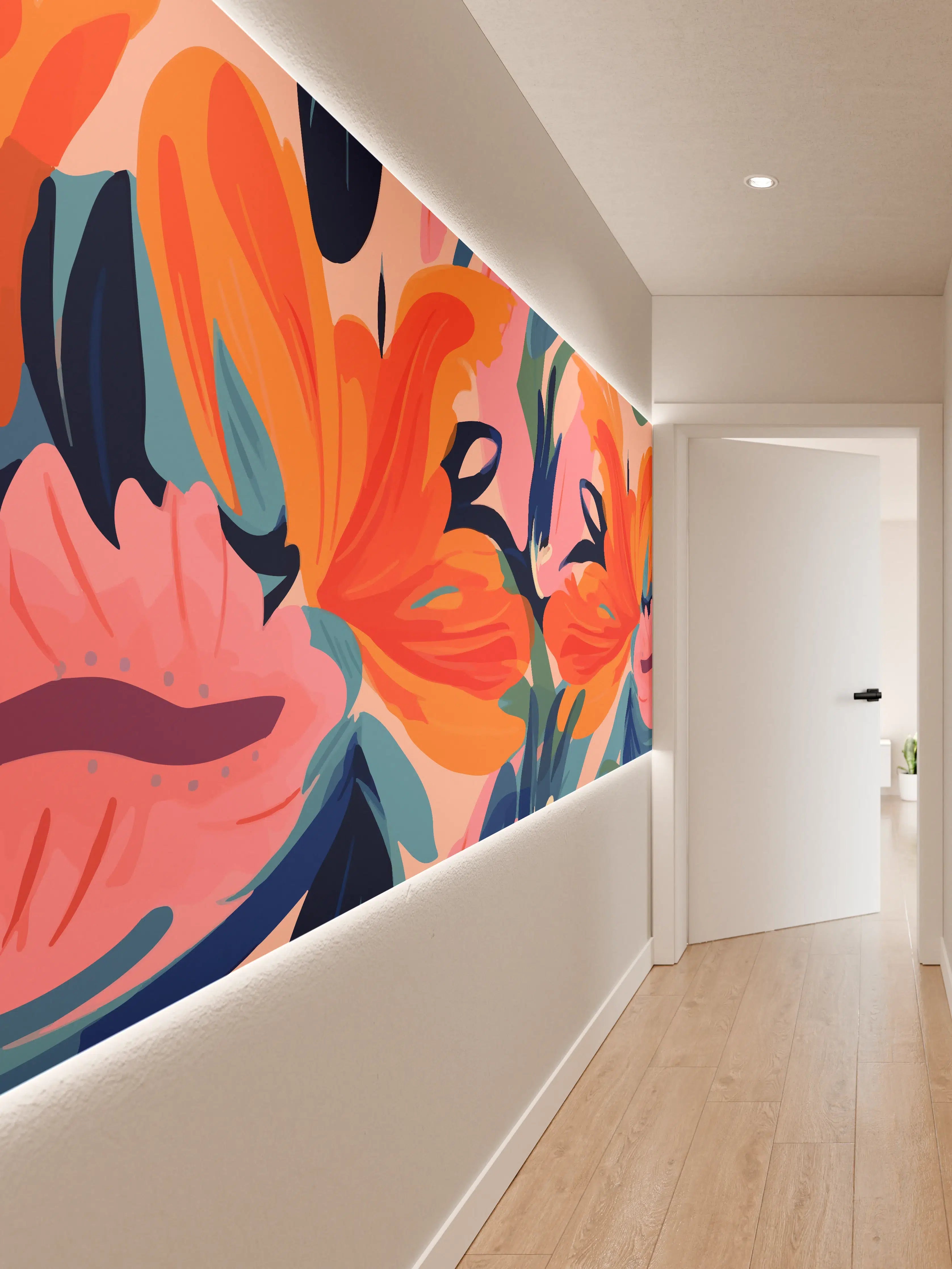 Wandverkleidung Flur - Tropisches Dämmerungs-Blumenmuster