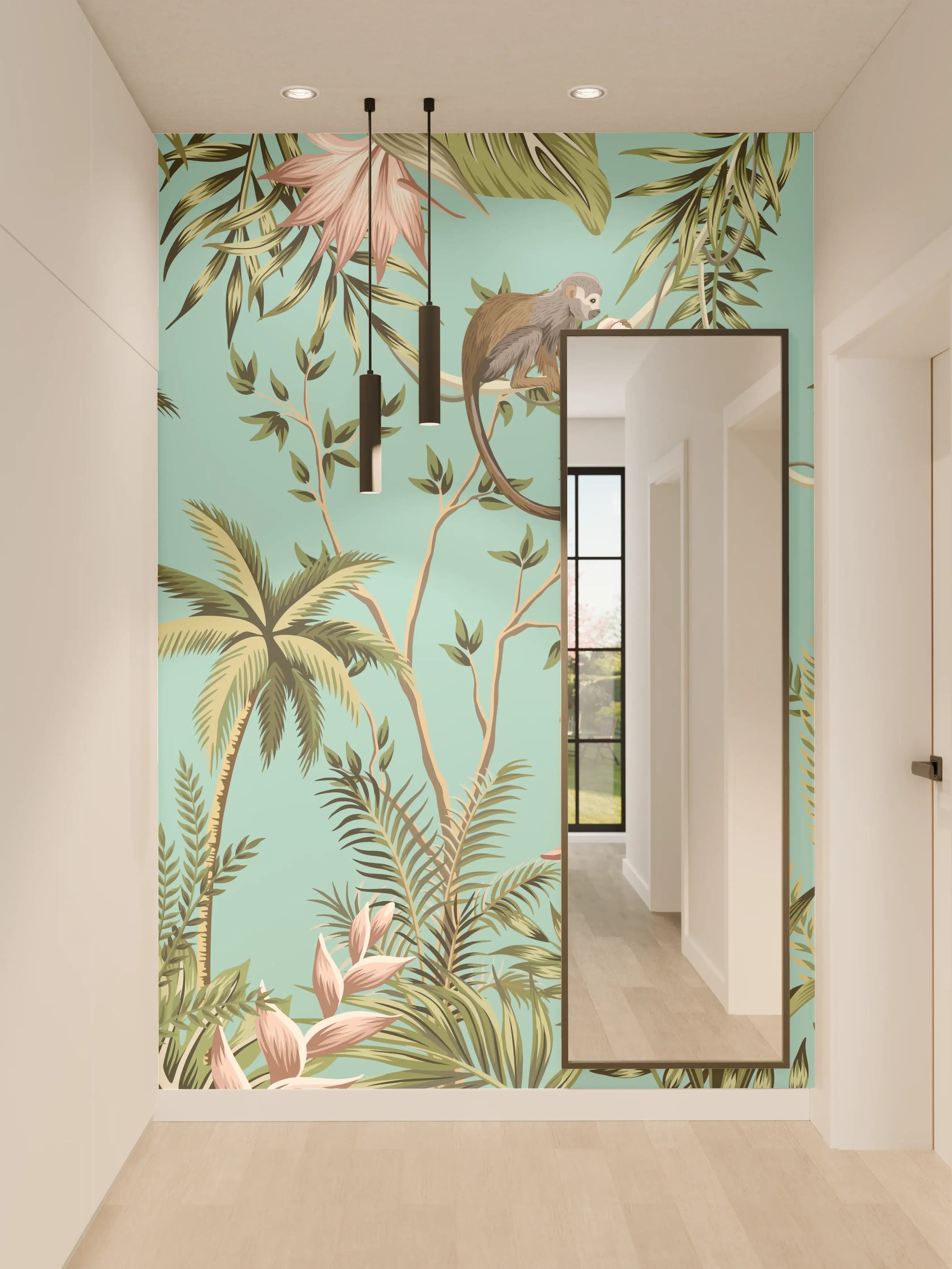 Wandverkleidung Flur - Tropisches Flair Stoffdesign