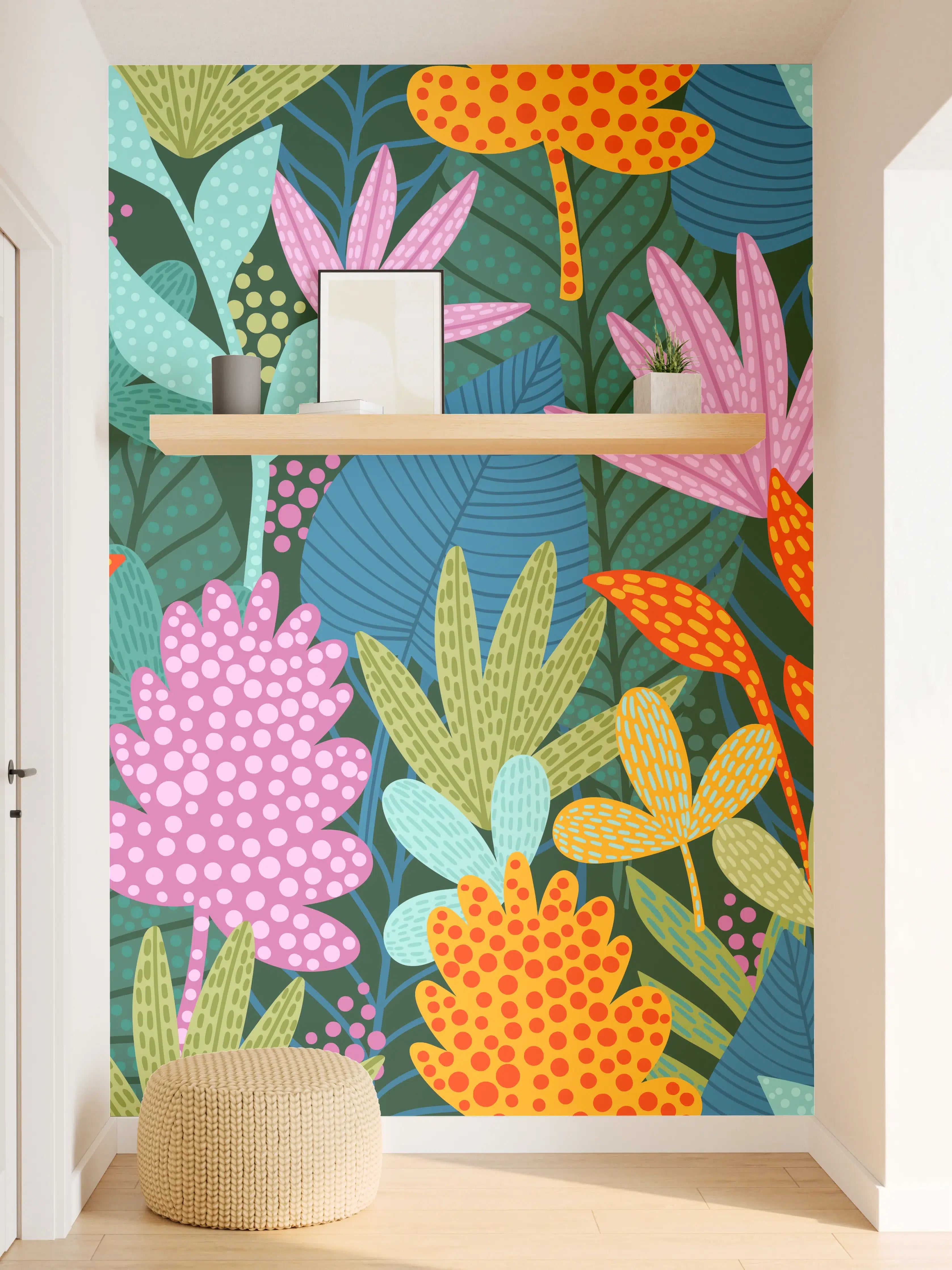 Wandverkleidung Flur - Tropisches Pflanzenmuster