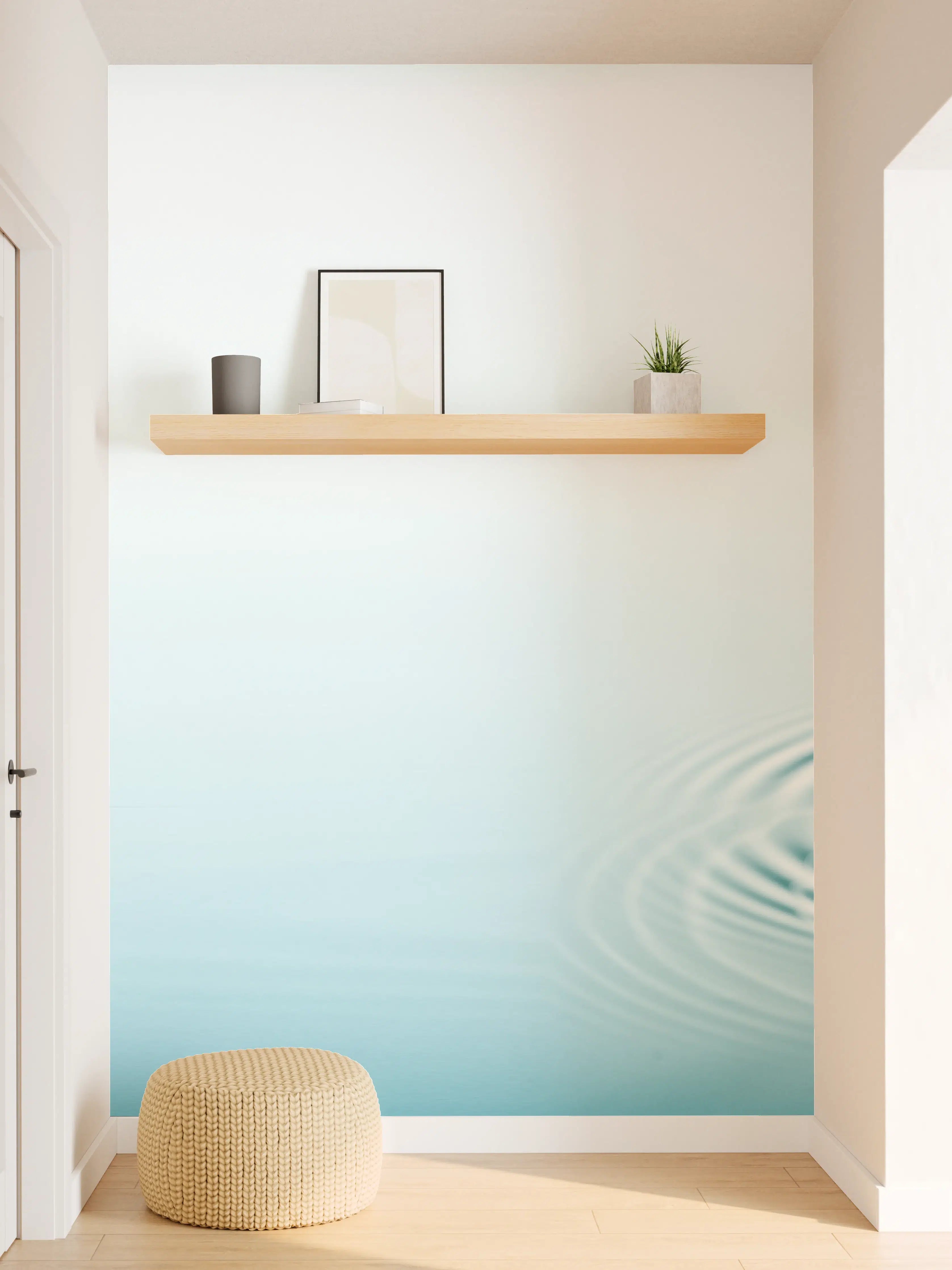 Wandverkleidung Flur - Türkis-Weißer Wassertropfen