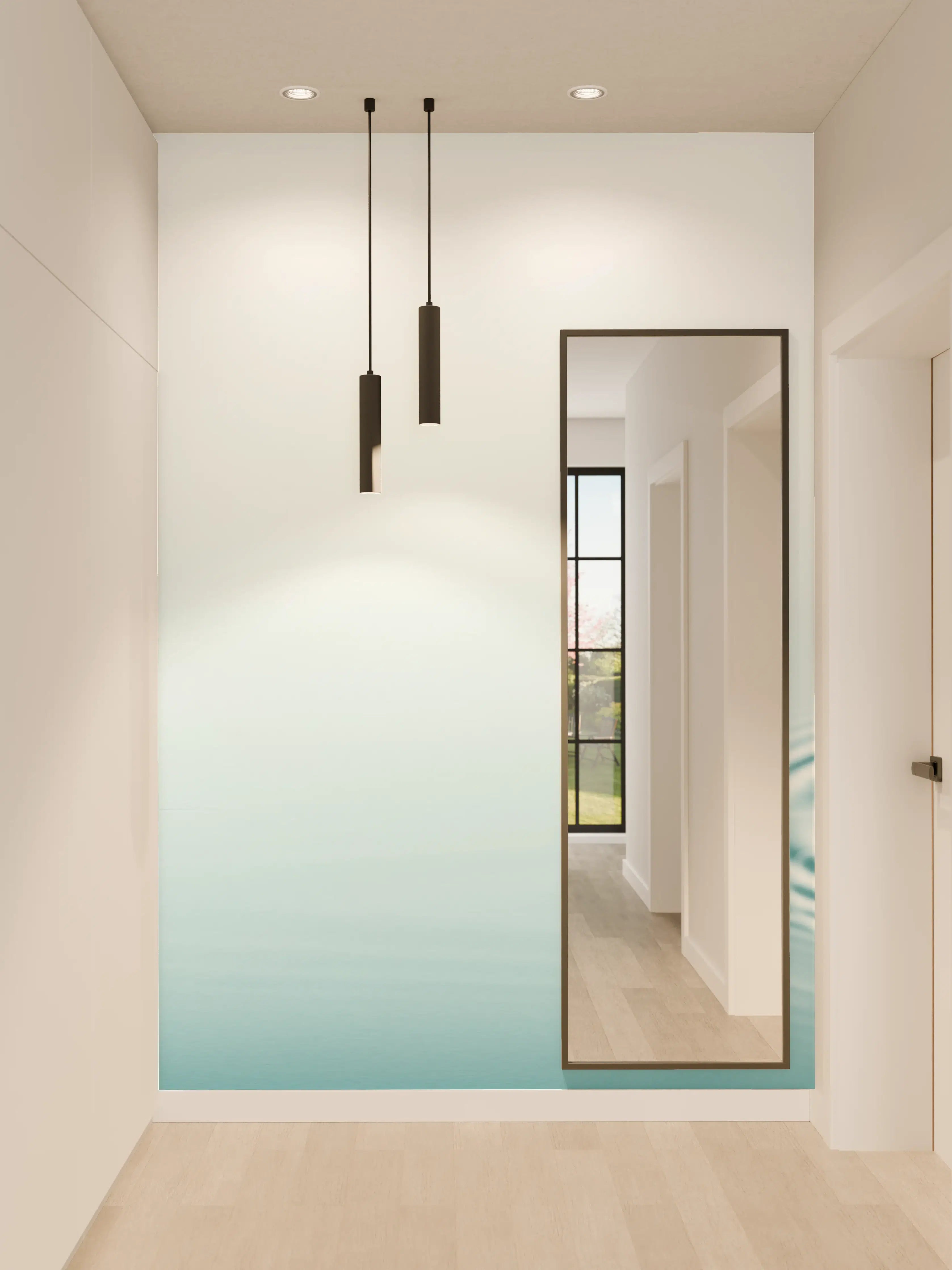 Wandverkleidung Flur - Türkis-Weißer Wassertropfen