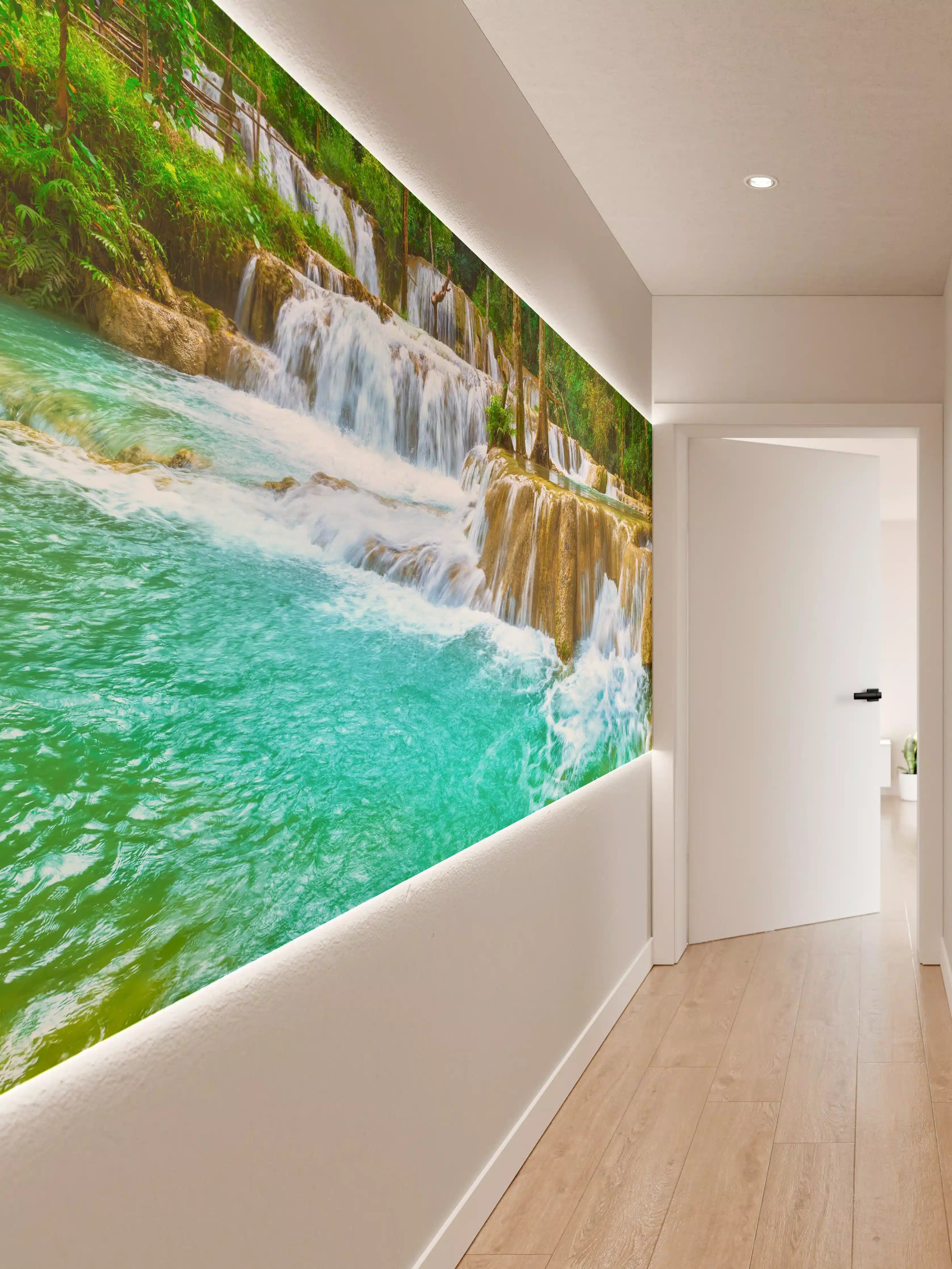 Wandverkleidung Flur - Türkisgrüner Stufen-Wasserfall