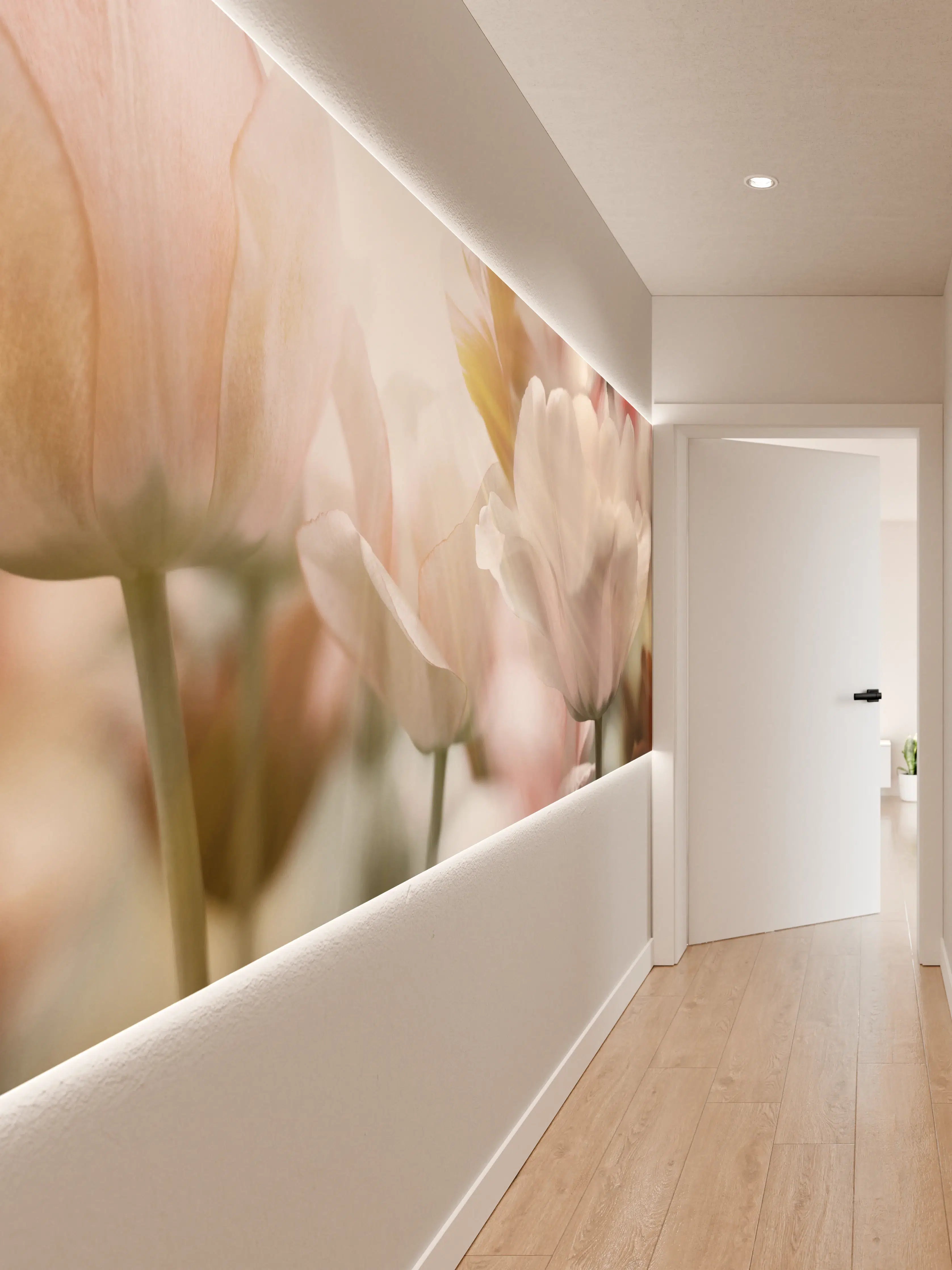 Wandverkleidung Flur - Tulpen in Sonnenstrahlen