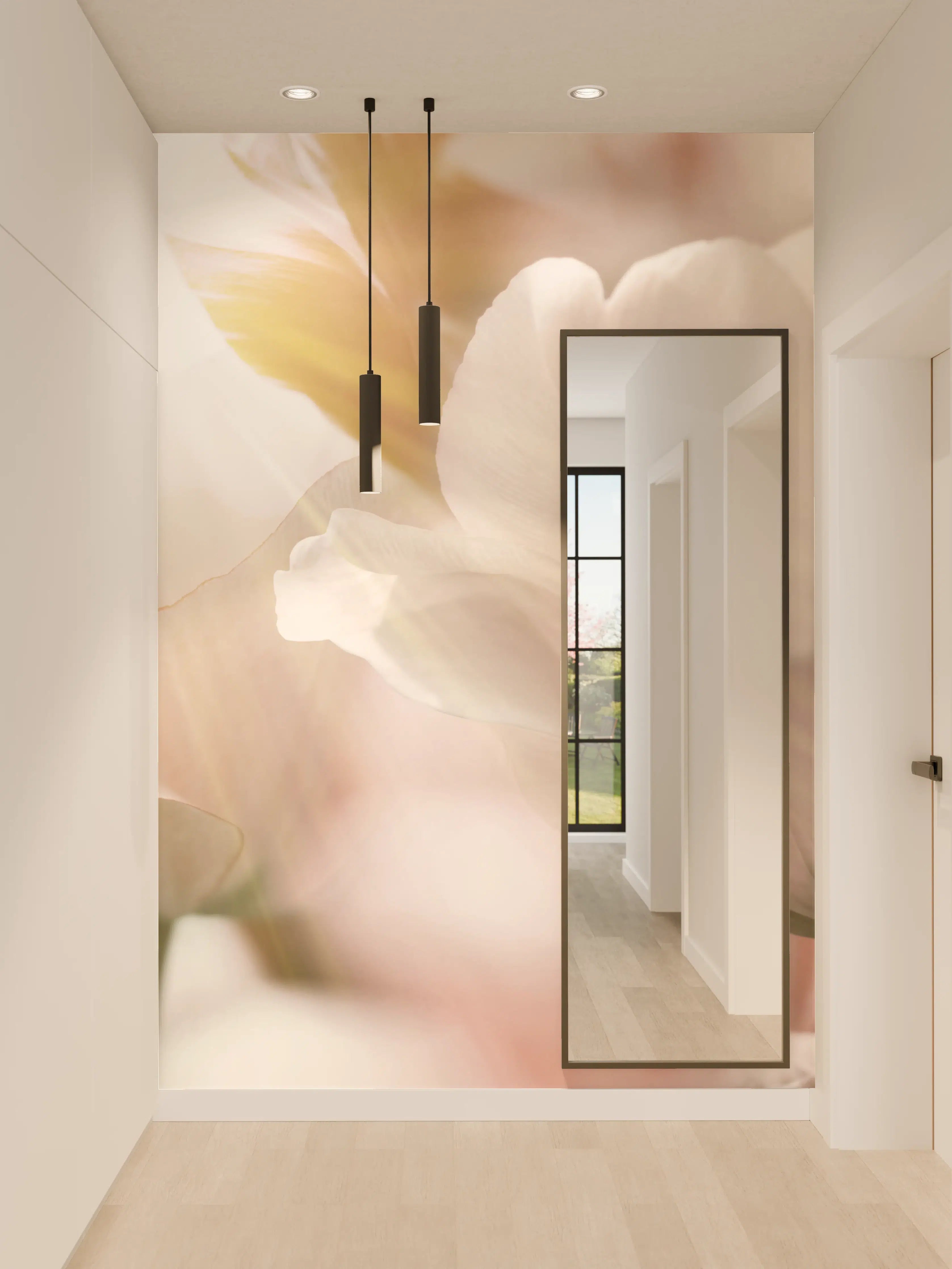 Wandverkleidung Flur - Tulpen in Sonnenstrahlen