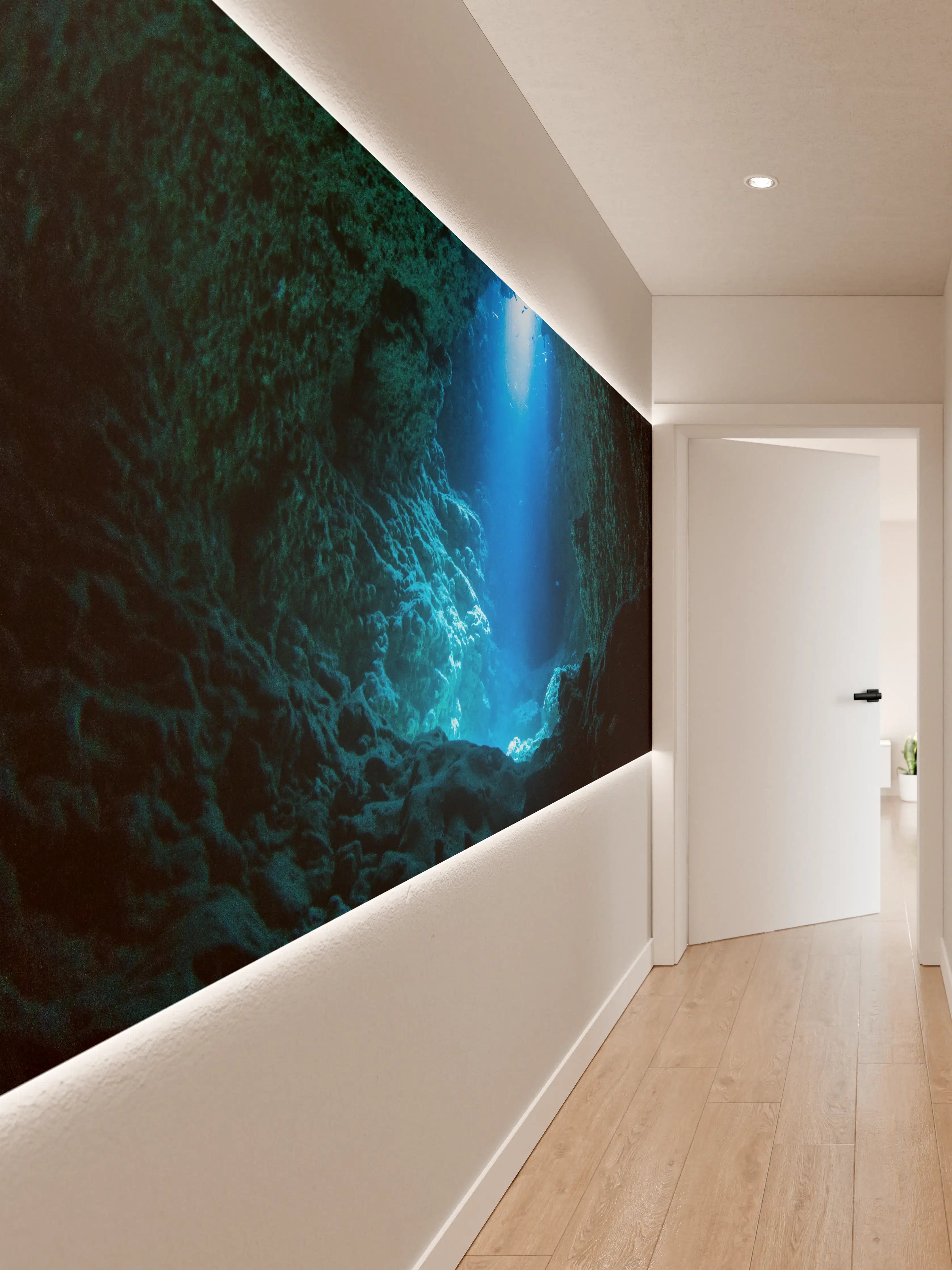 Wandverkleidung Flur - Unterwasserhöhle mit Sonnenstrahllicht