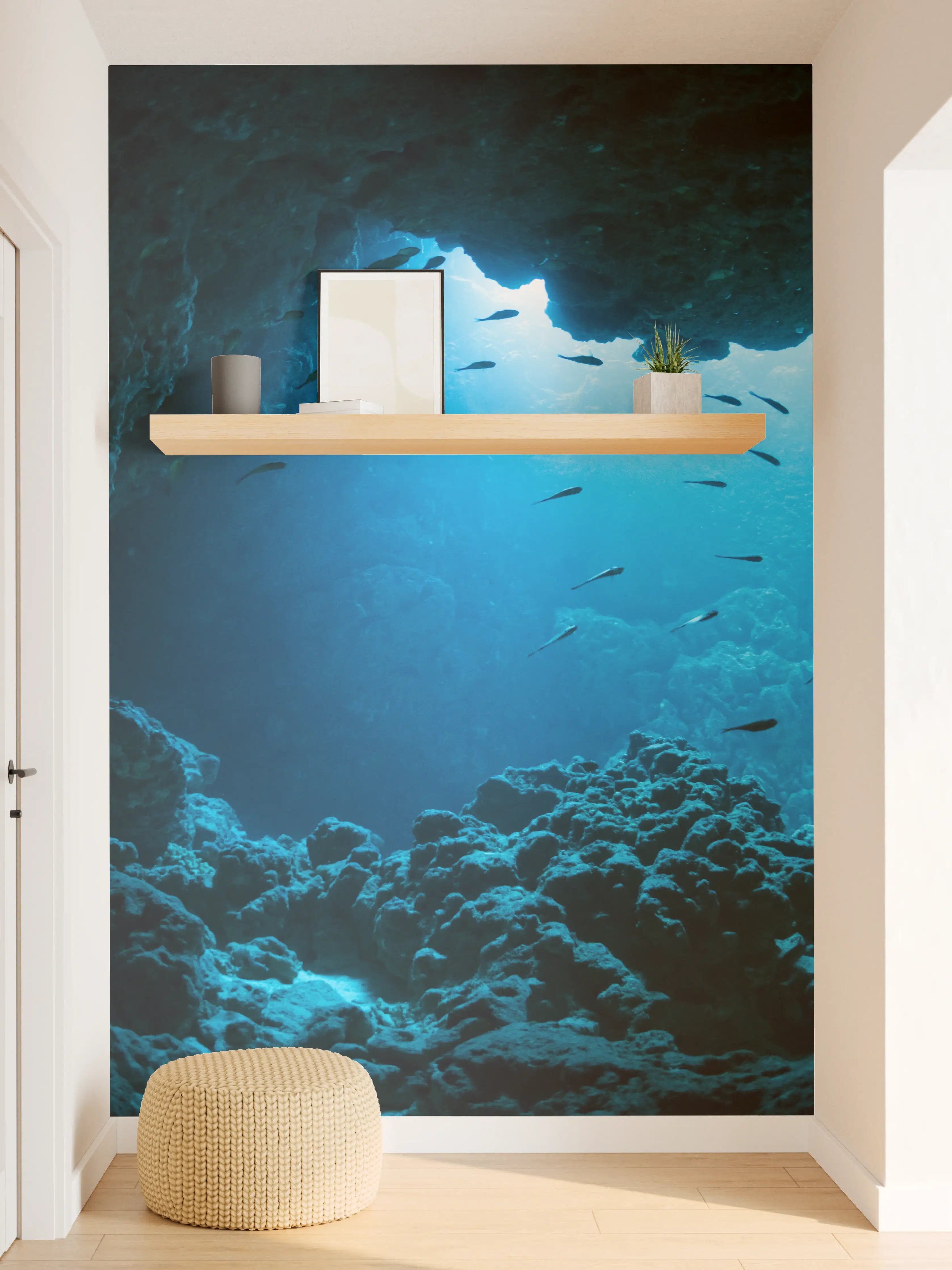 Wandverkleidung Flur - Unterwasserhöhle mit faszinierendem Meeresleben