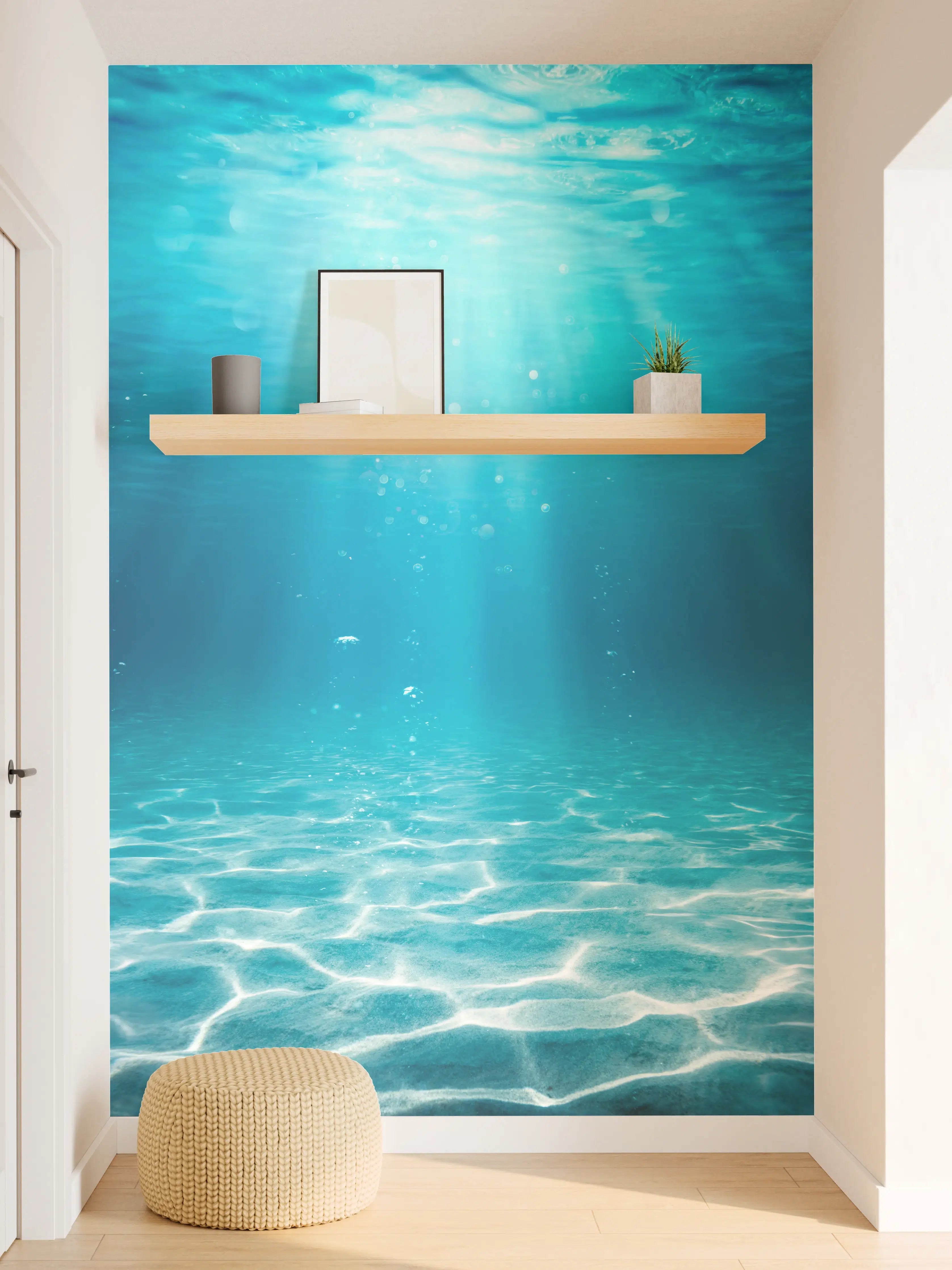 Wandverkleidung Flur - Unterwasserwelt in Blau