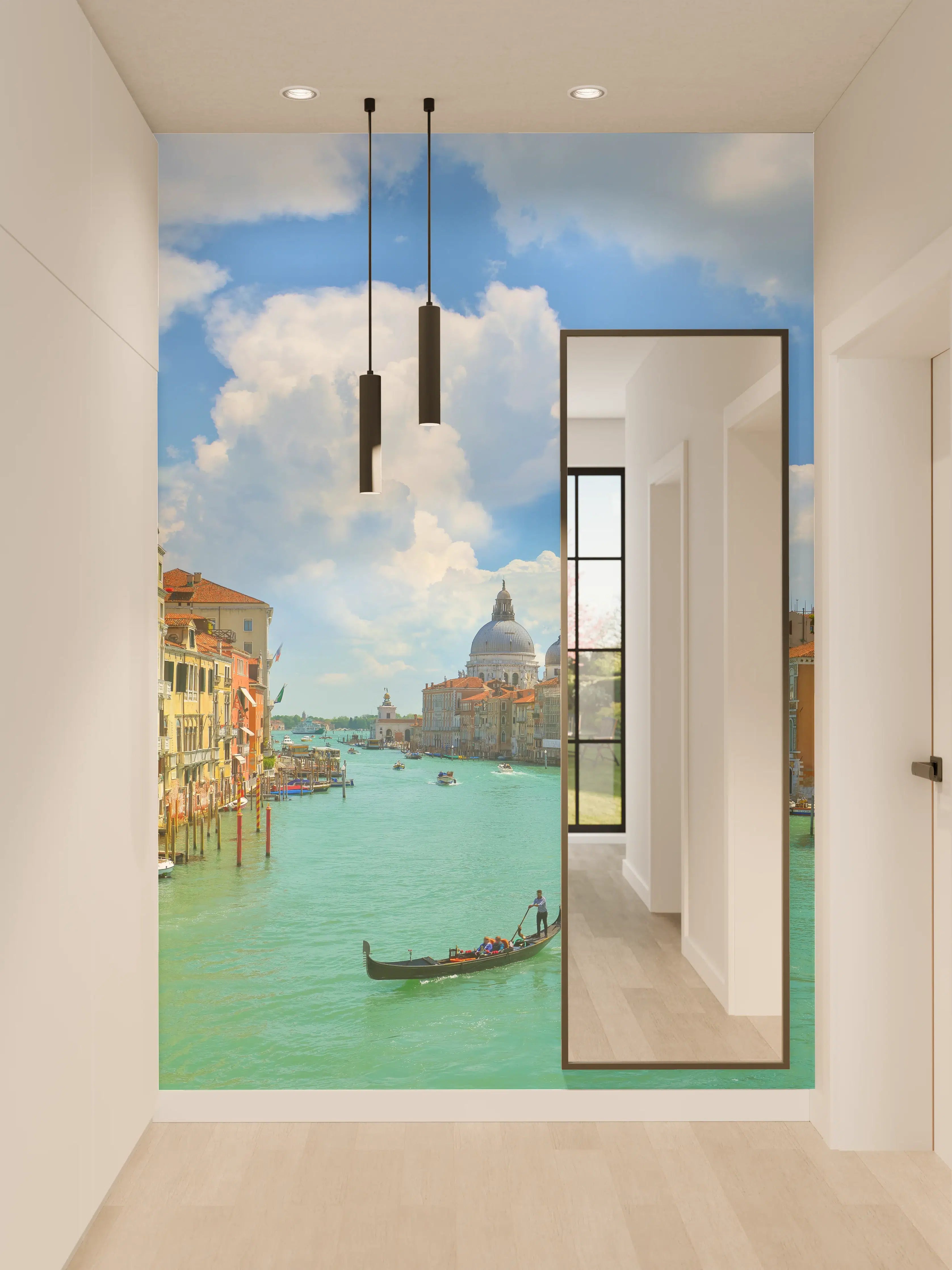 Wandverkleidung Flur - Venedig Kanäle mit Gondel und Dom