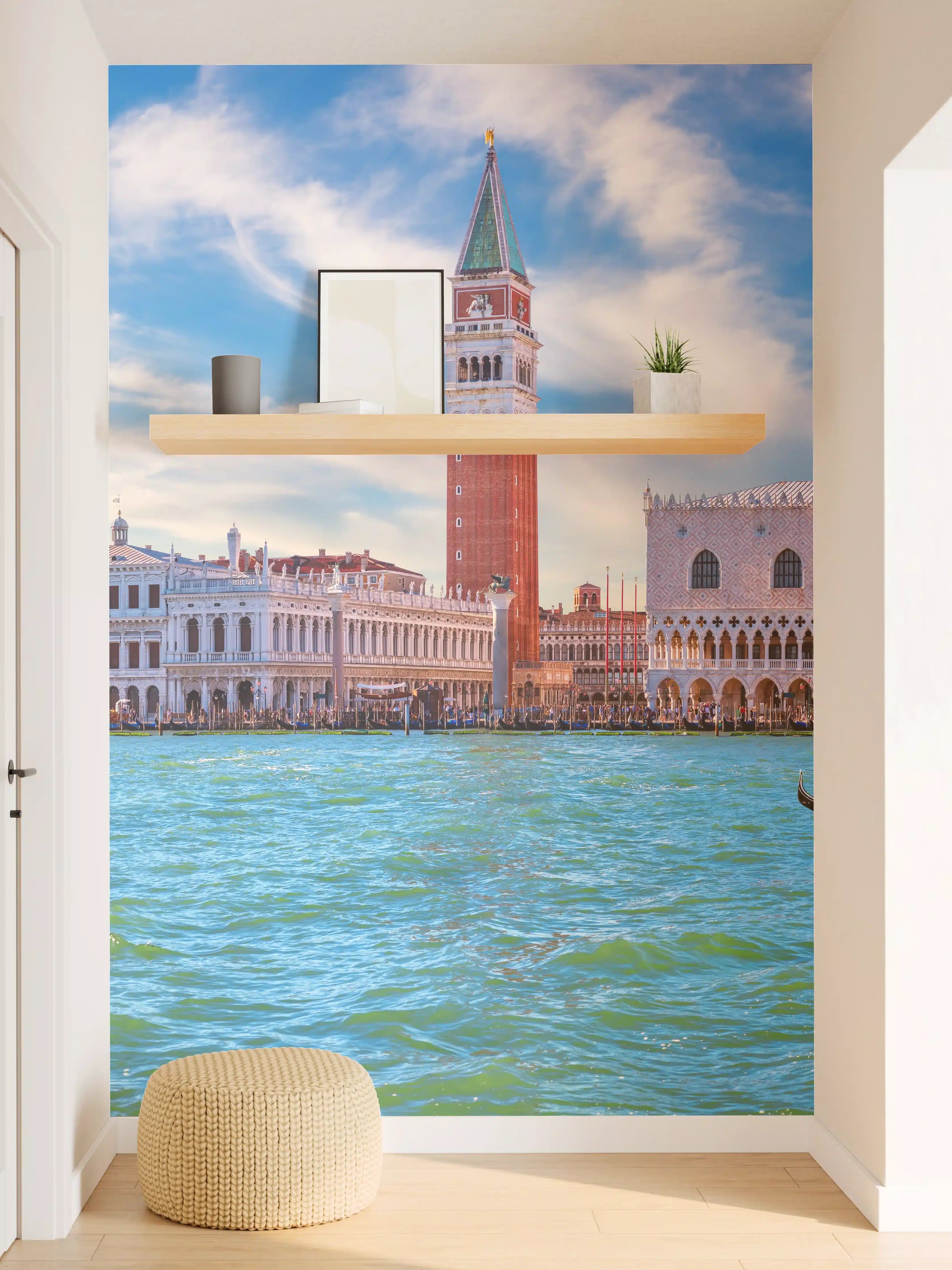 Wandverkleidung Flur - Venedig Skyline Blau-Türkis