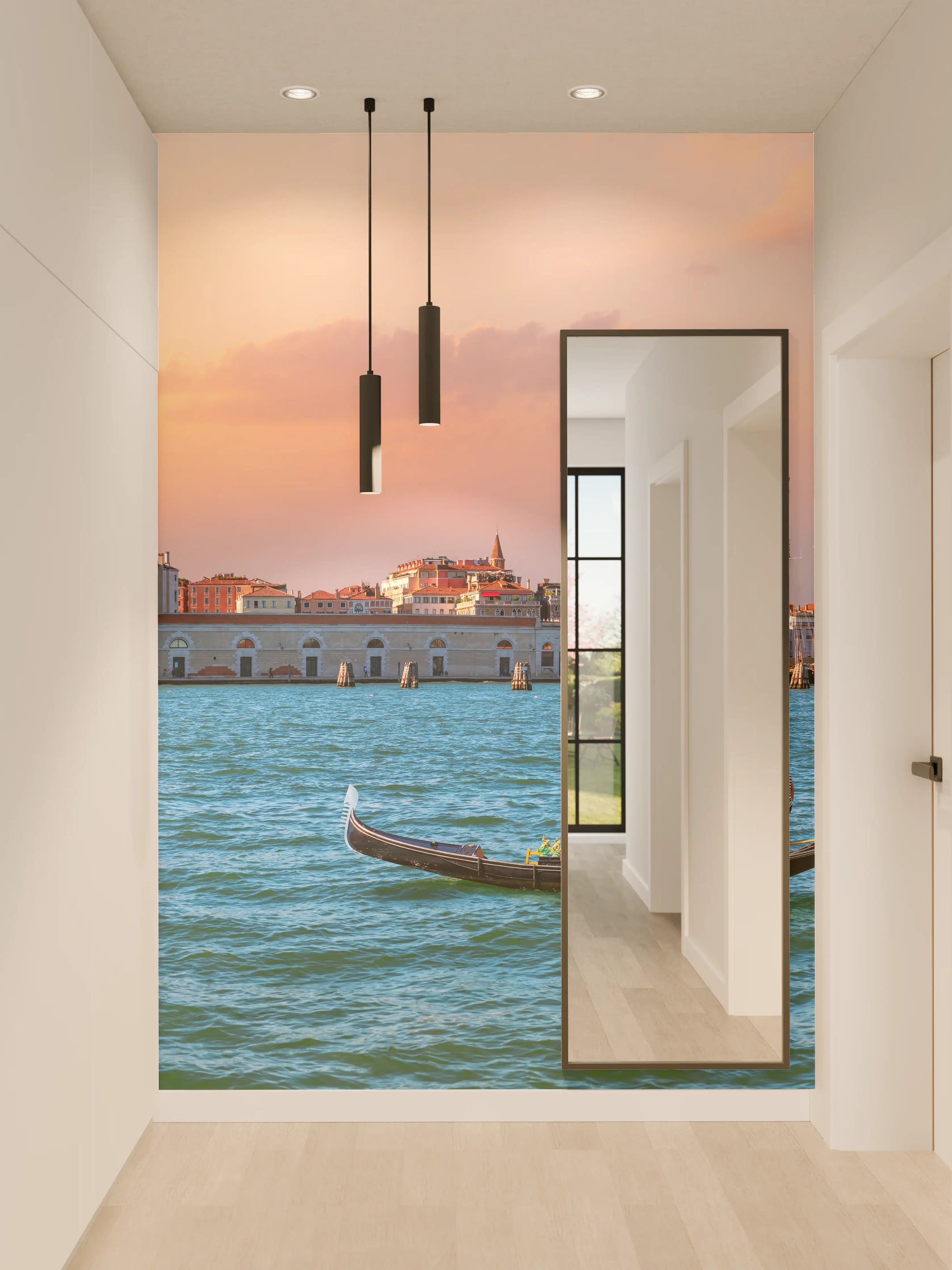 Wandverkleidung Flur - Venedig Skyline bei Sonnenuntergang
