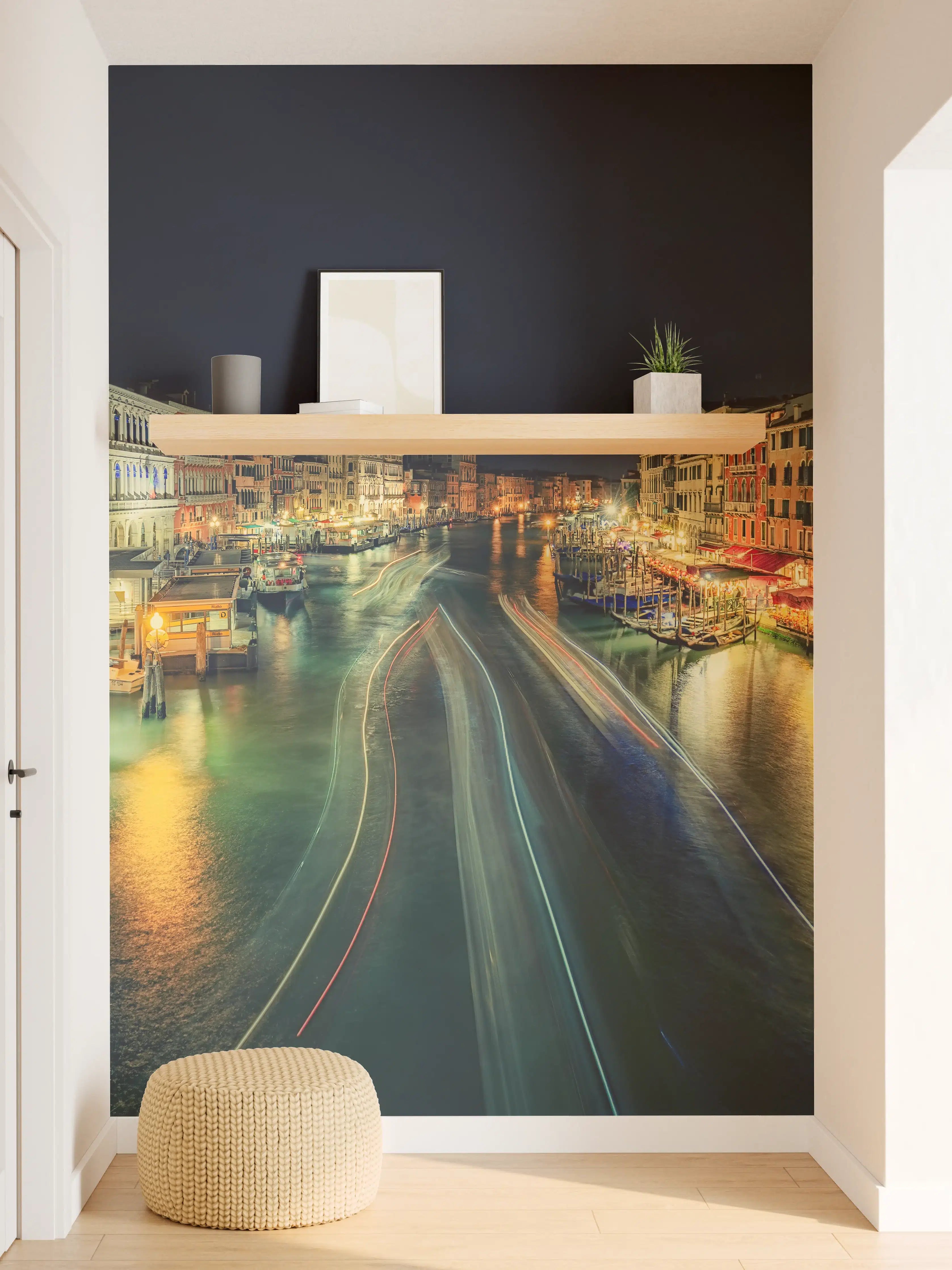 Wandverkleidung Flur - Venedig bei Nacht: Romantische Wasserstadt