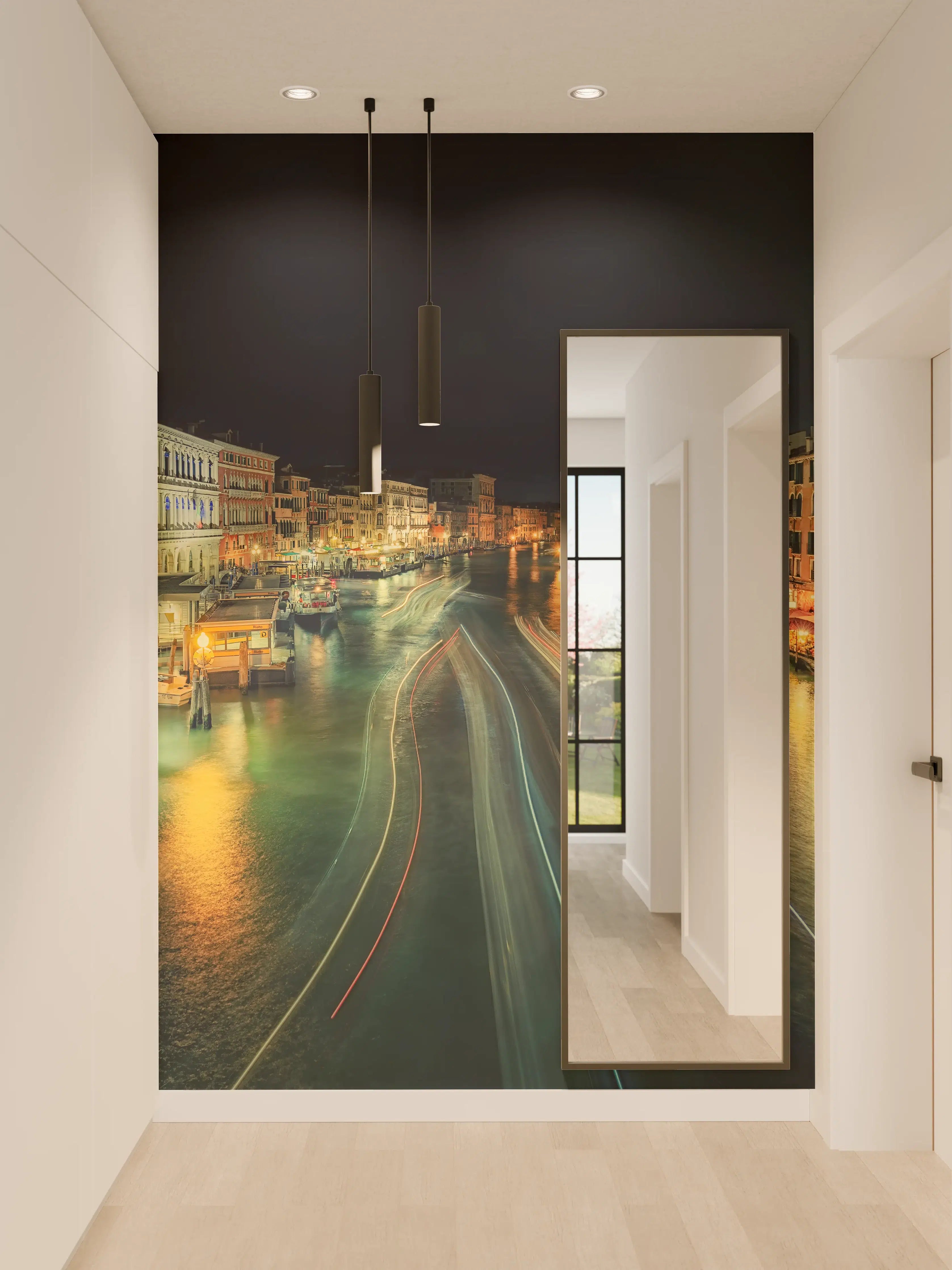 Wandverkleidung Flur - Venedig bei Nacht: Romantische Wasserstadt