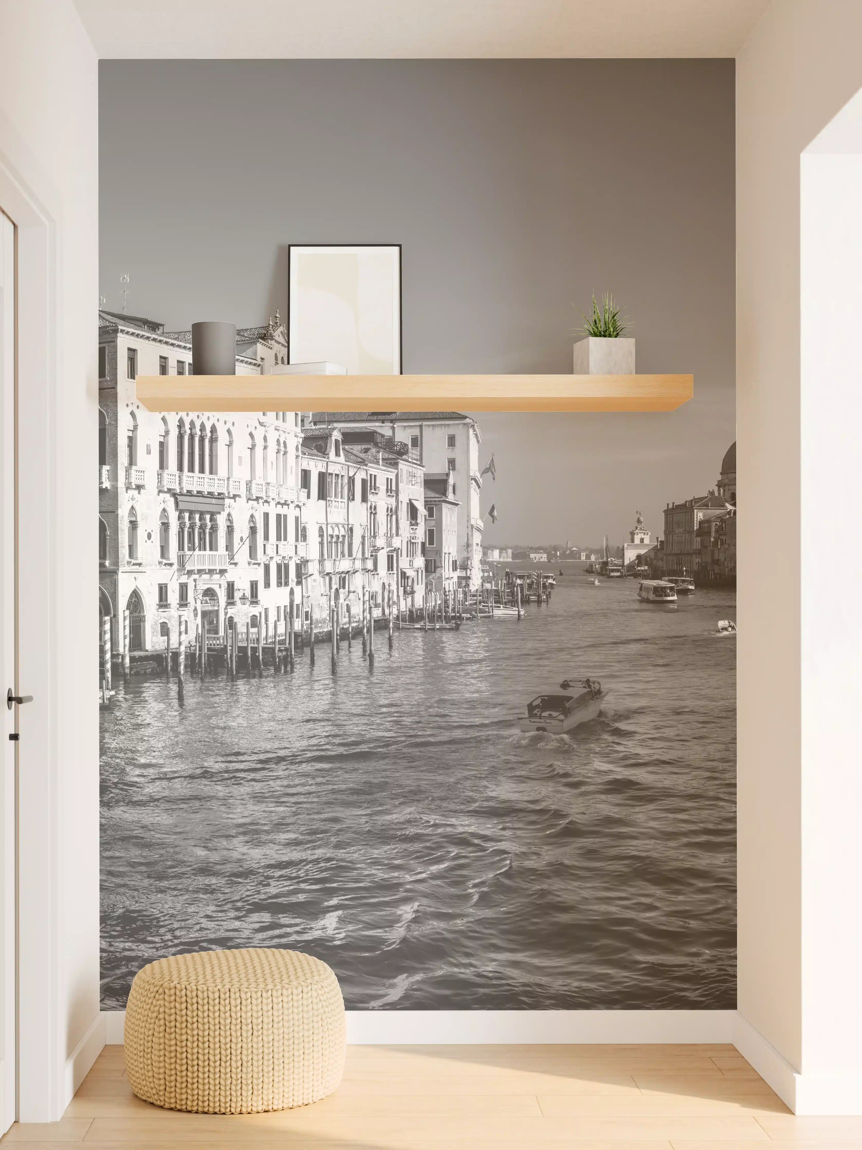 Wandverkleidung Flur - Venedig in Schwarz und Weiß