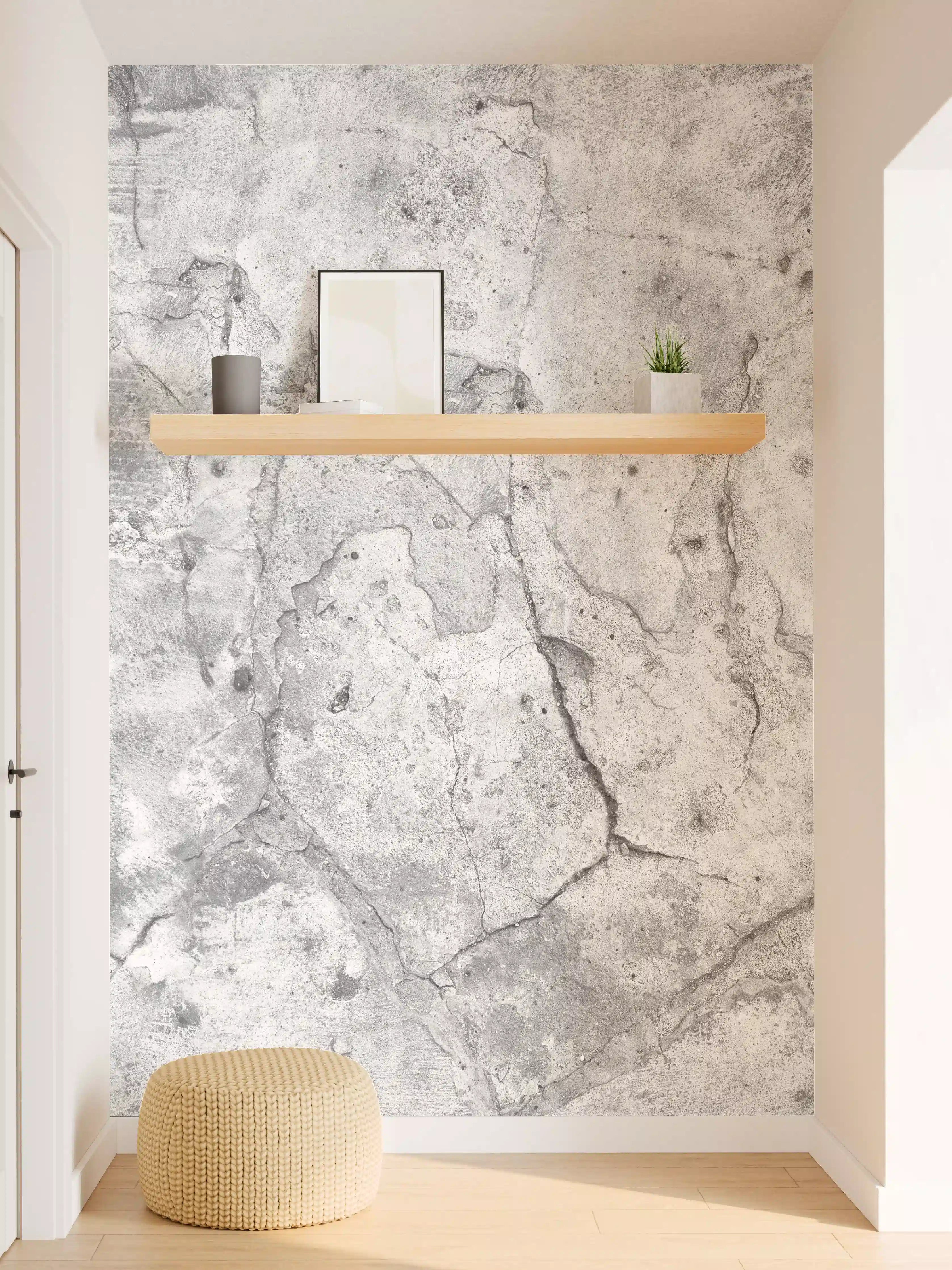 Wandverkleidung Flur - Veraltete hellgraue Betonwand