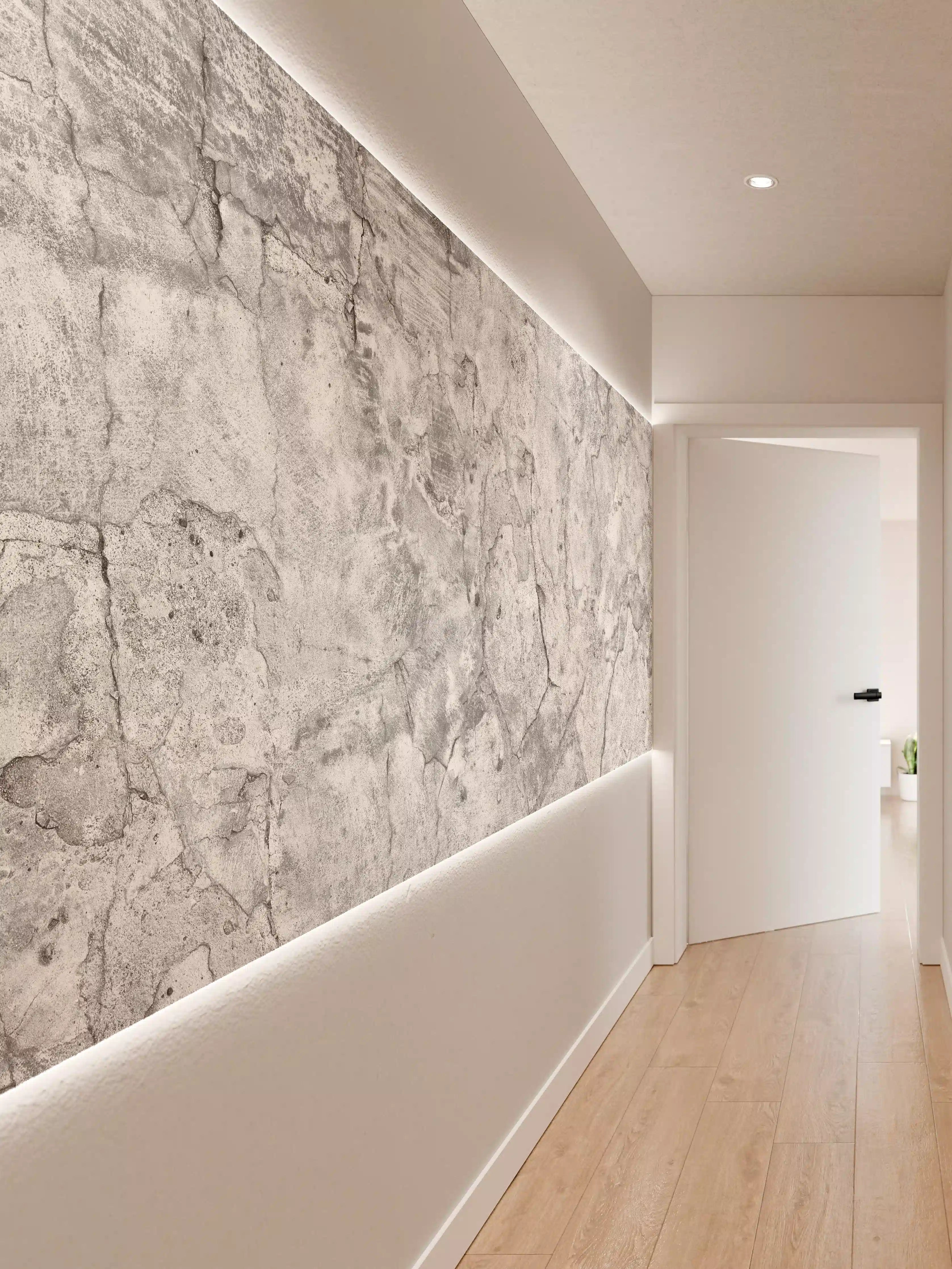 Wandverkleidung Flur - Veraltete hellgraue Betonwand