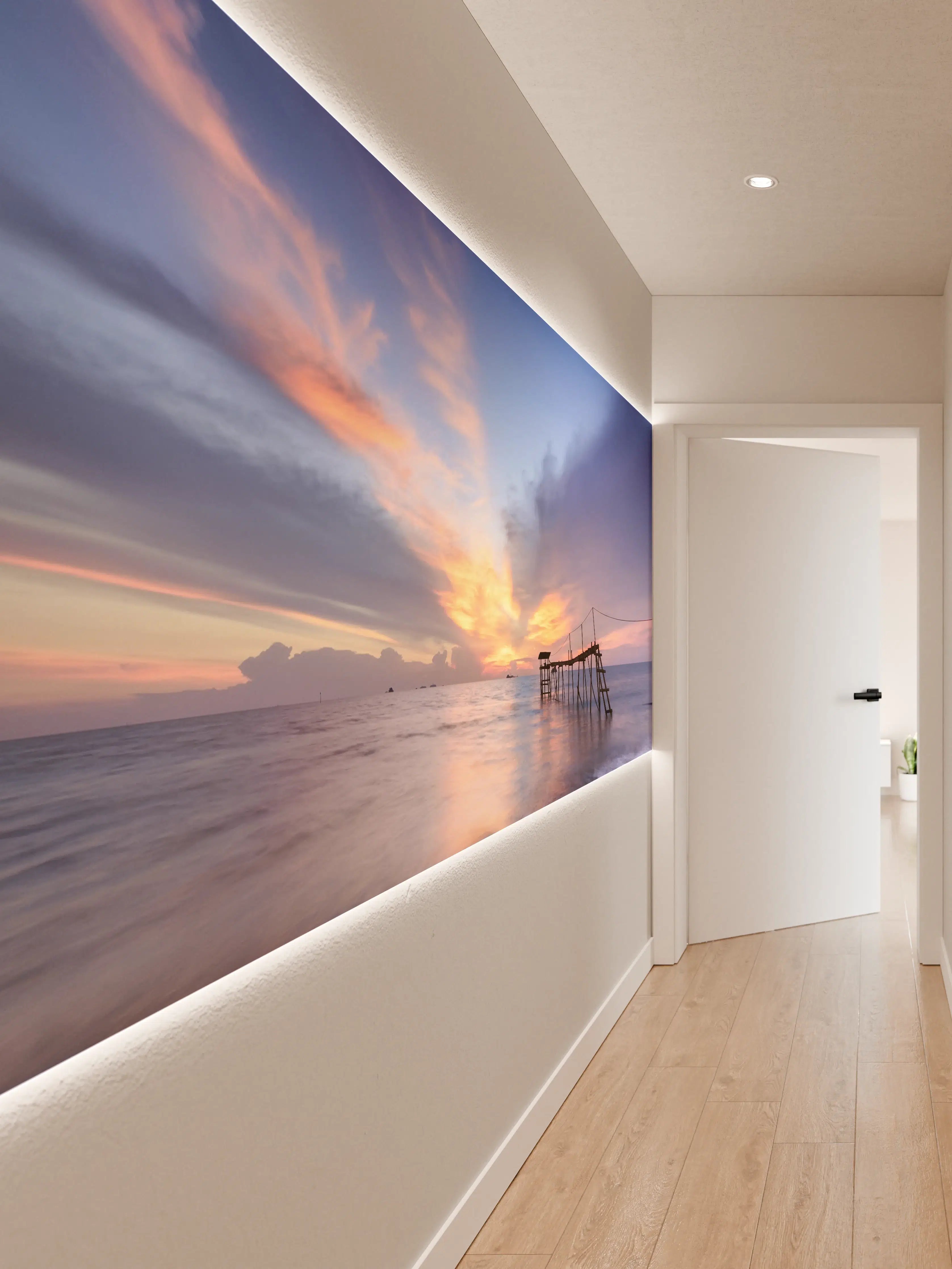 Wandverkleidung Flur - Verzaubernder Sonnenuntergang am Meer