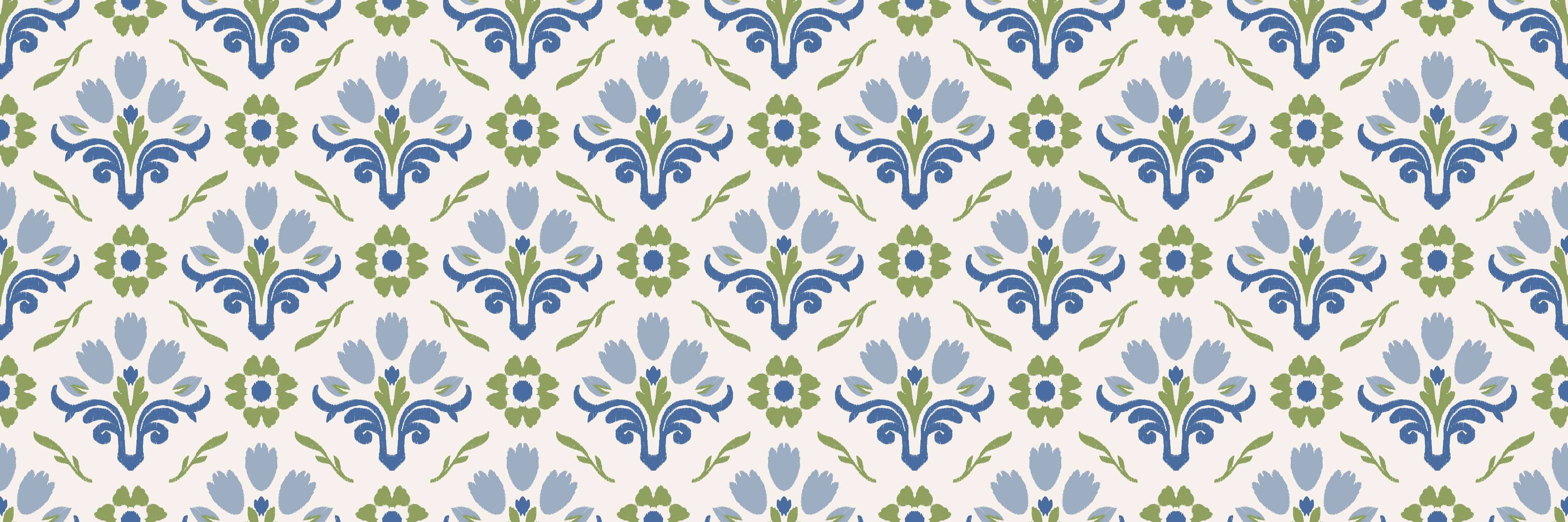 Wandverkleidung Flur-Vintage Bloom Blau-Grün Tapete