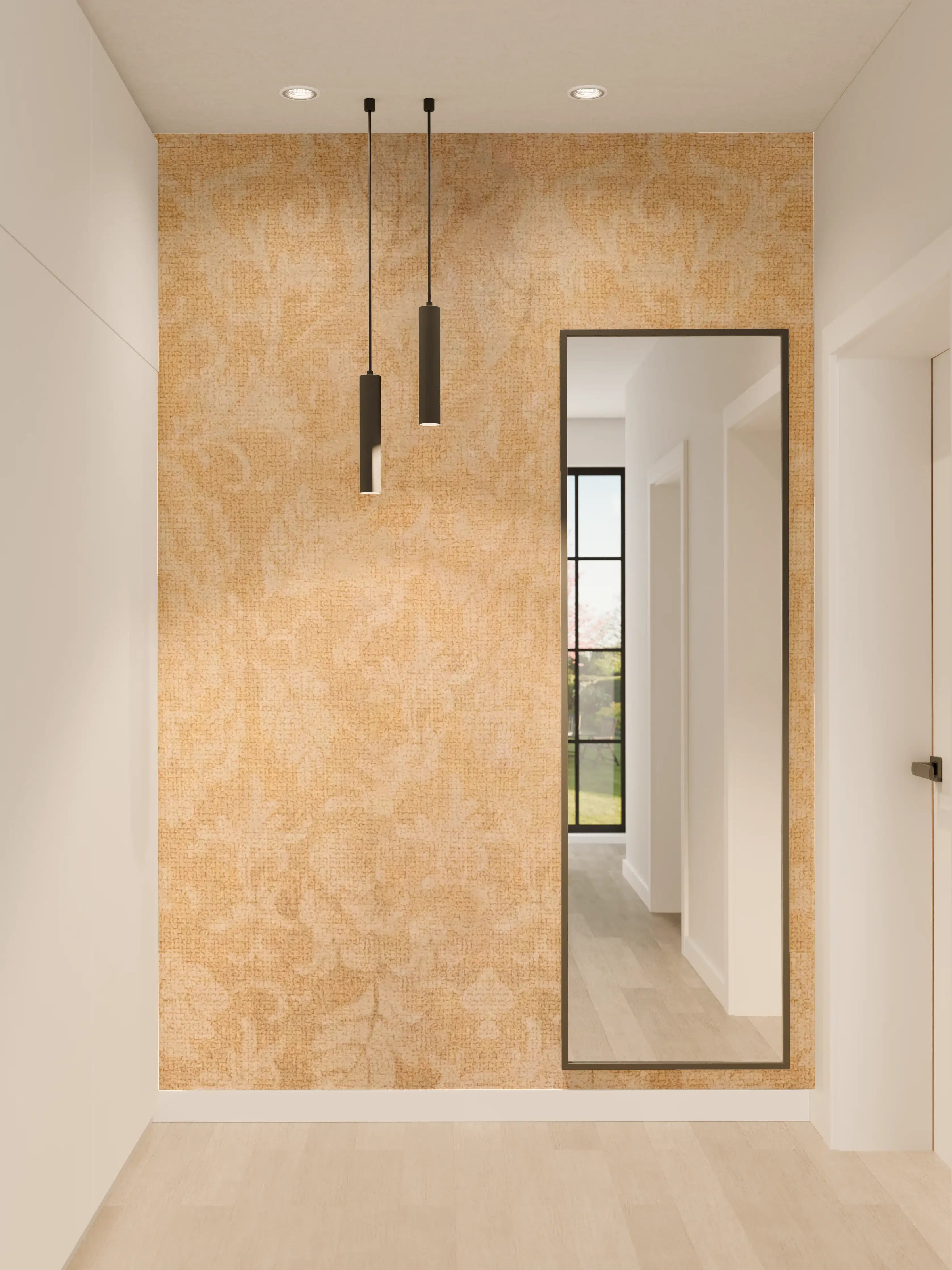Wandverkleidung Flur - Vintage Blumenmuster Fliesenbeige