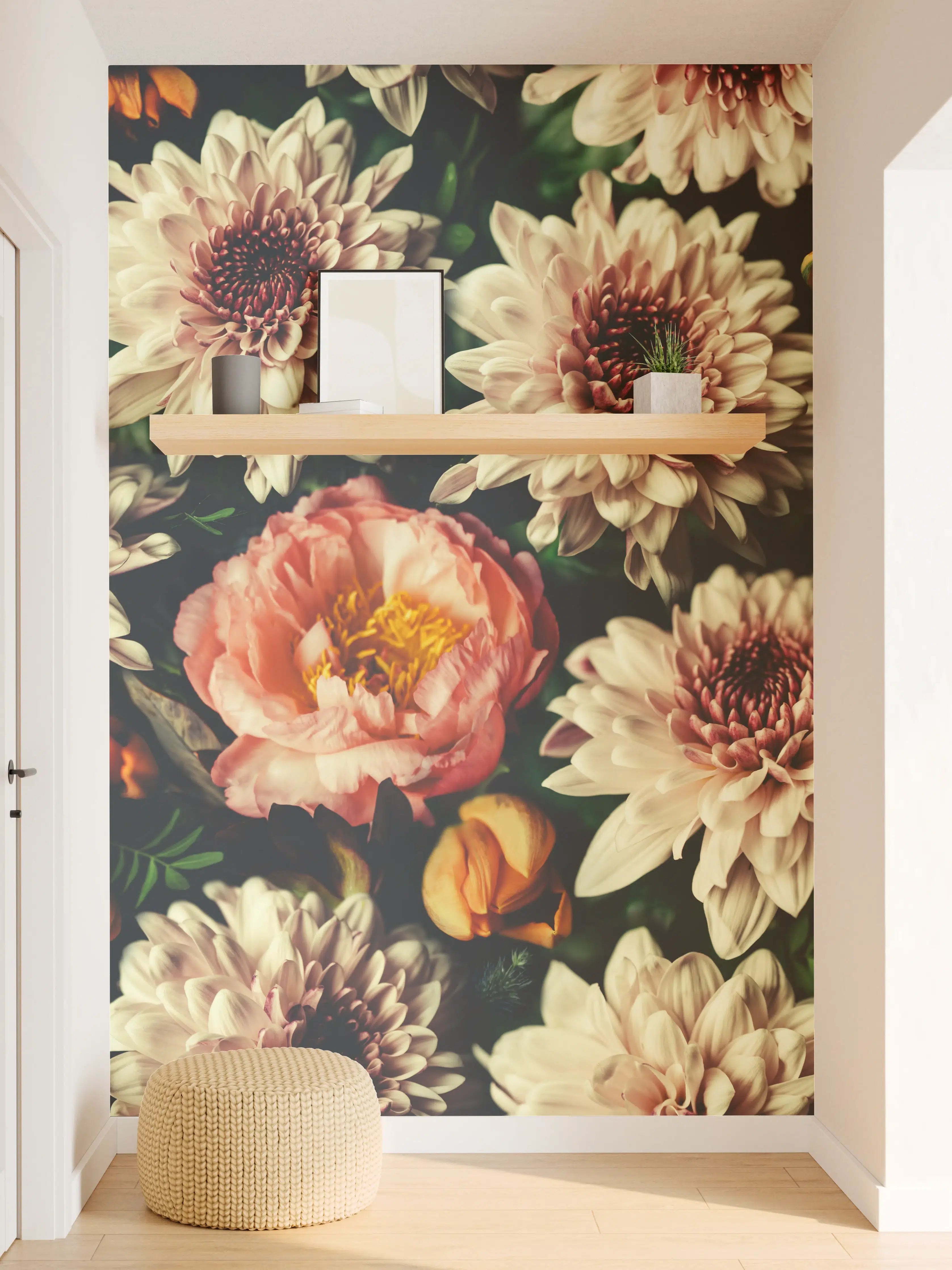 Wandverkleidung Flur - Vintage-Bouquet mit schönen Blumen