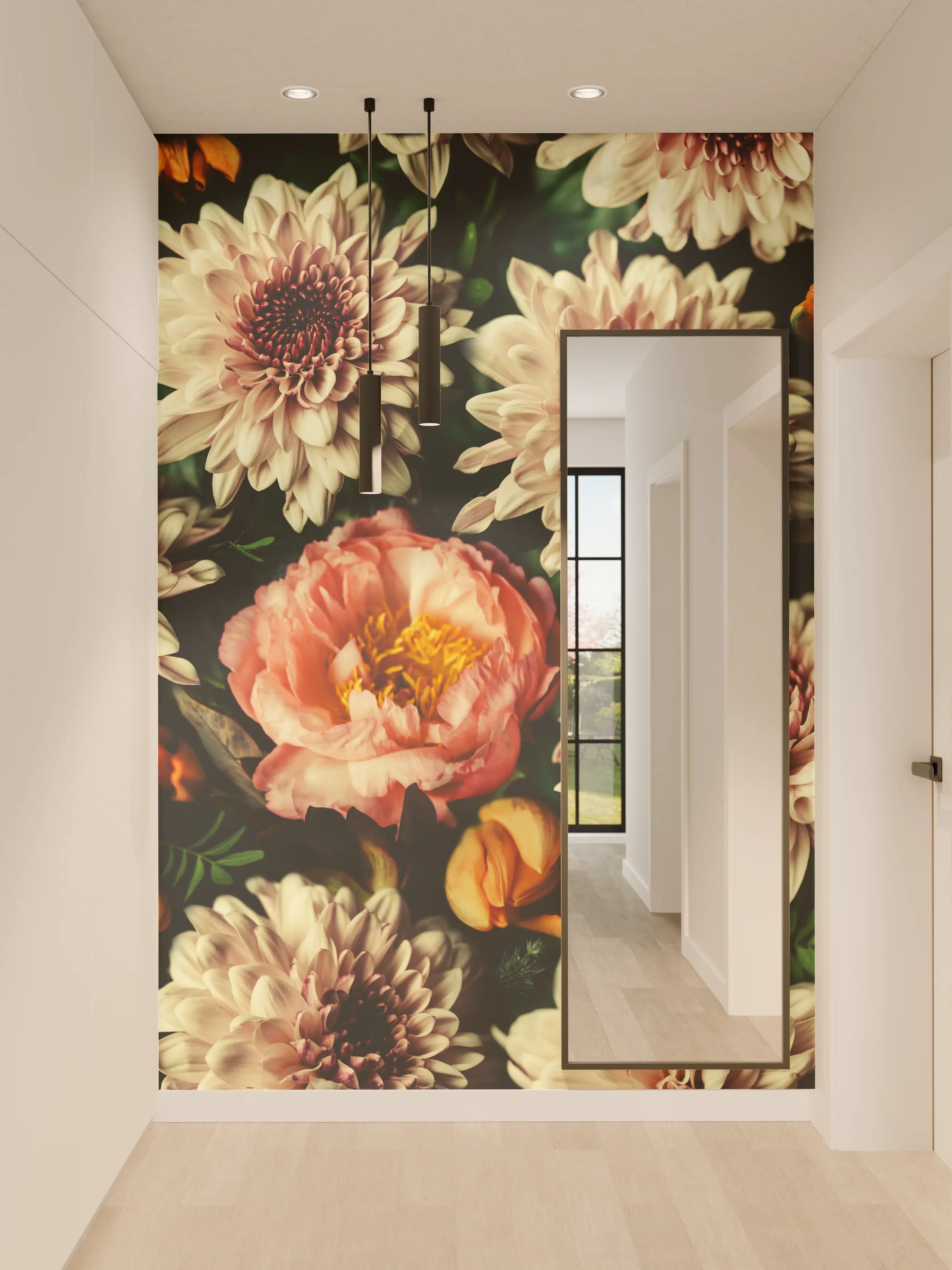 Wandverkleidung Flur - Vintage-Bouquet mit schönen Blumen