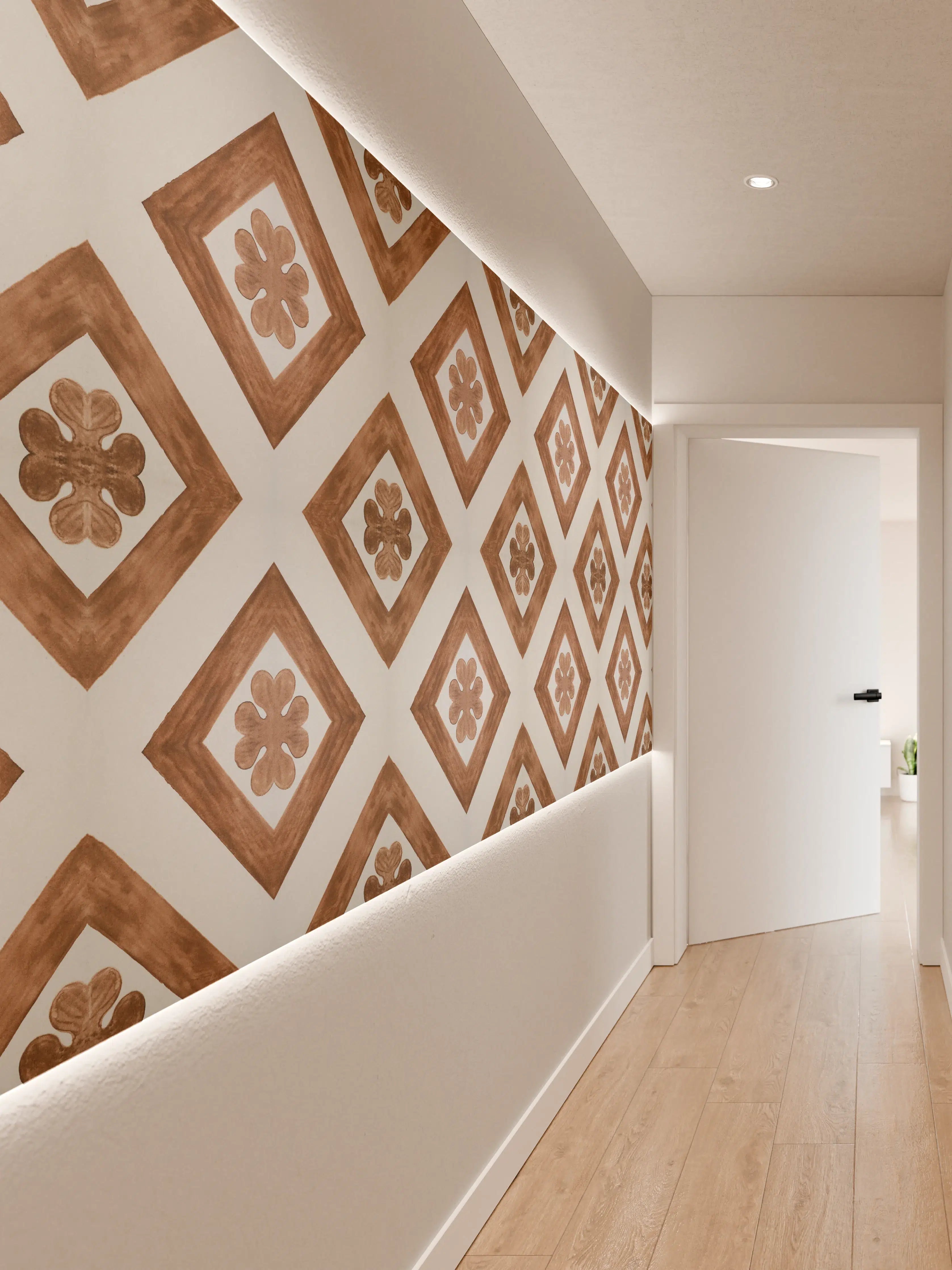 Wandverkleidung Flur - Vintage Braun-Weiß Mosaikfliesen