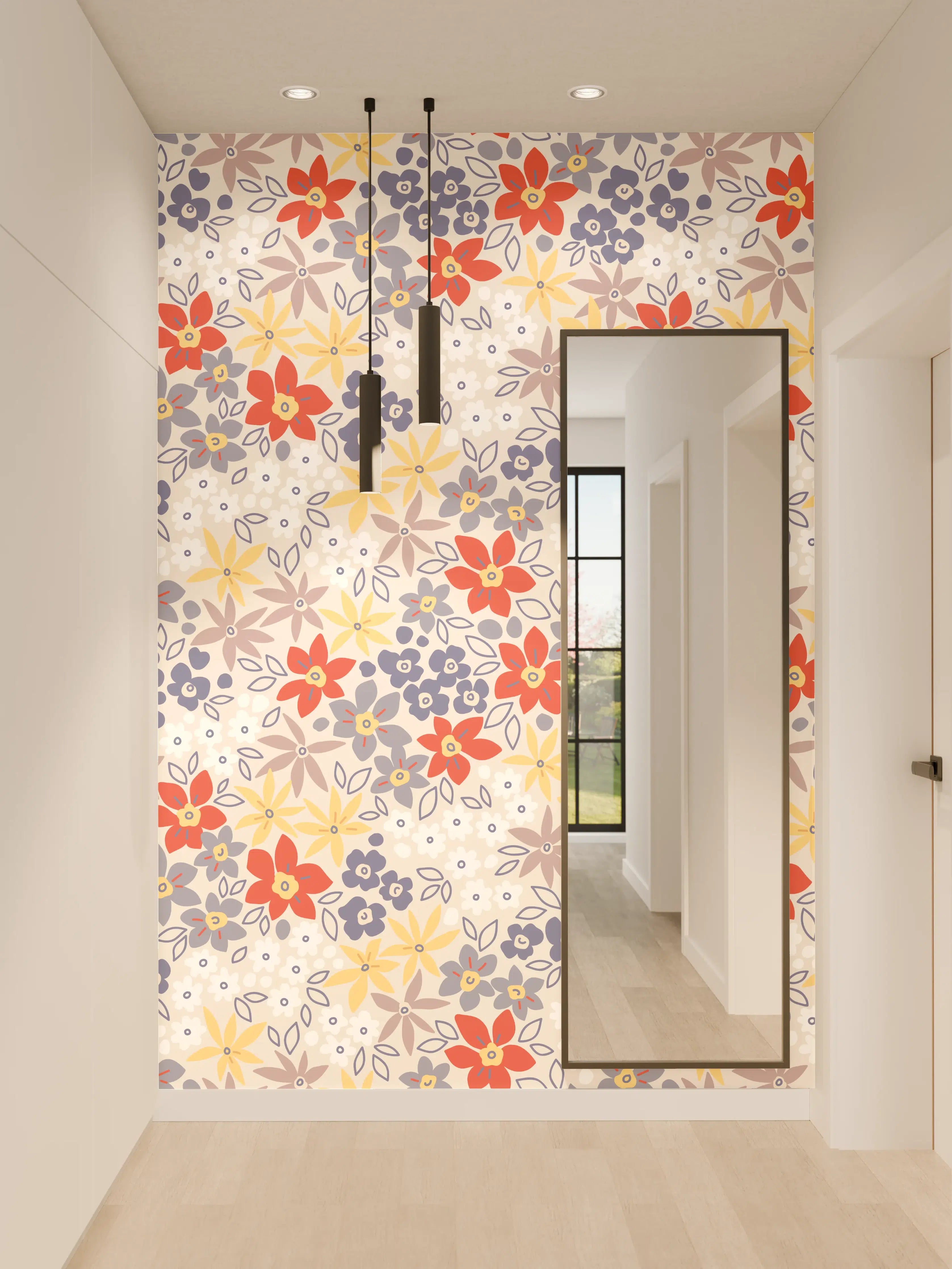Wandverkleidung Flur - Vintage Ditsy Blumenmuster Beige