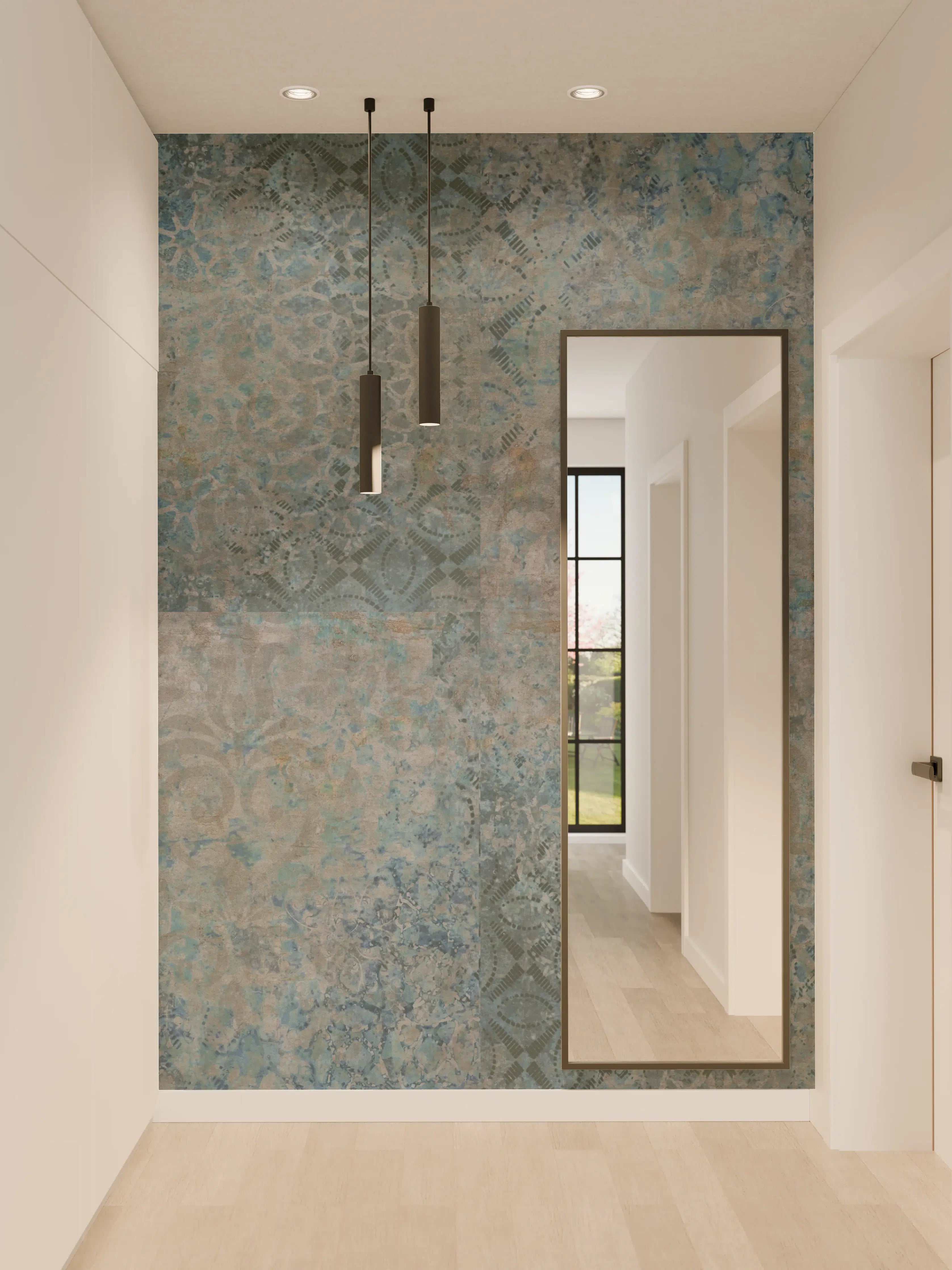 Wandverkleidung Flur - Vintage-Türkis-Grau-Mosaikfliesen
