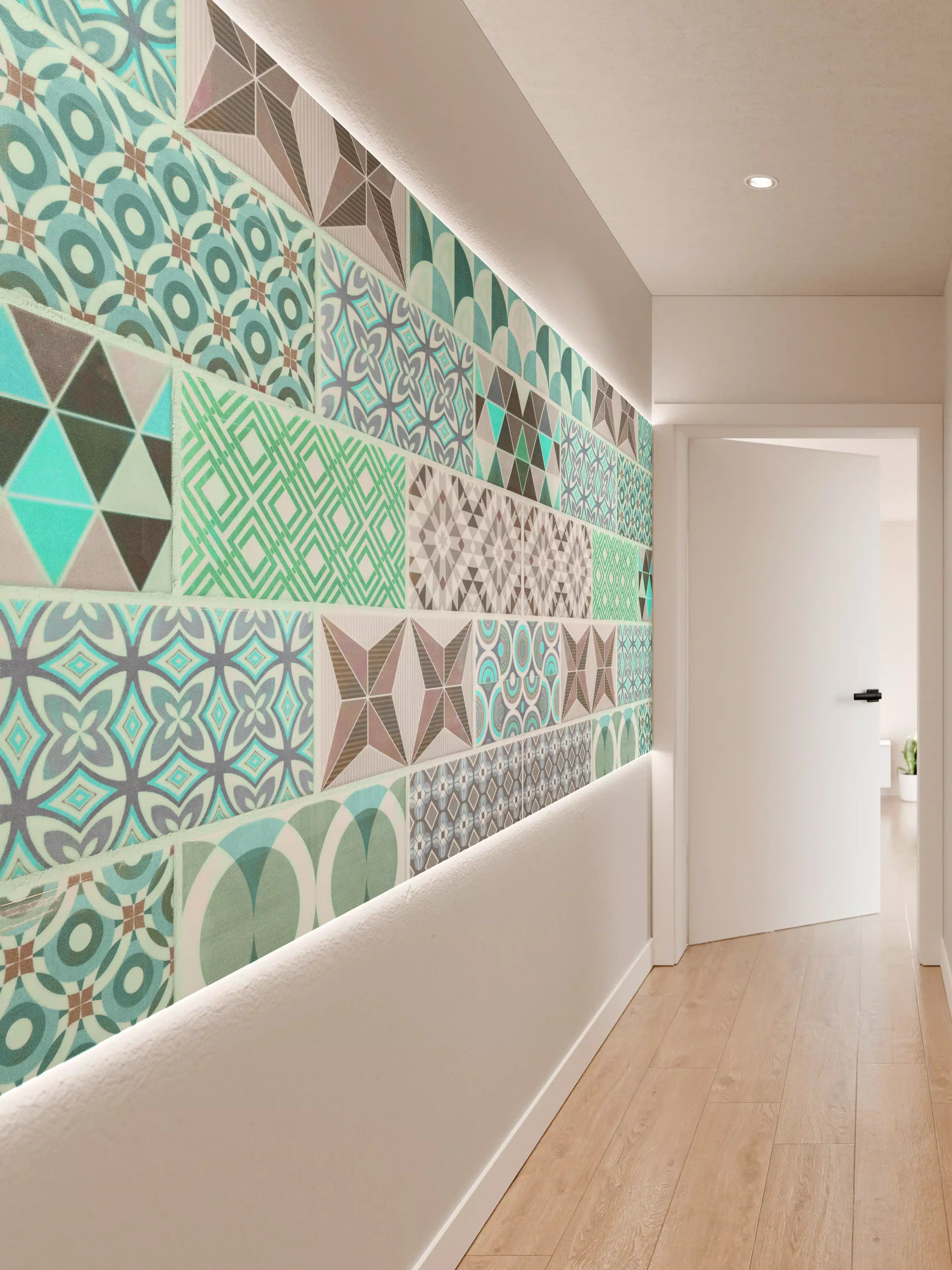 Wandverkleidung Flur - Vintage geometrisch Mosaik