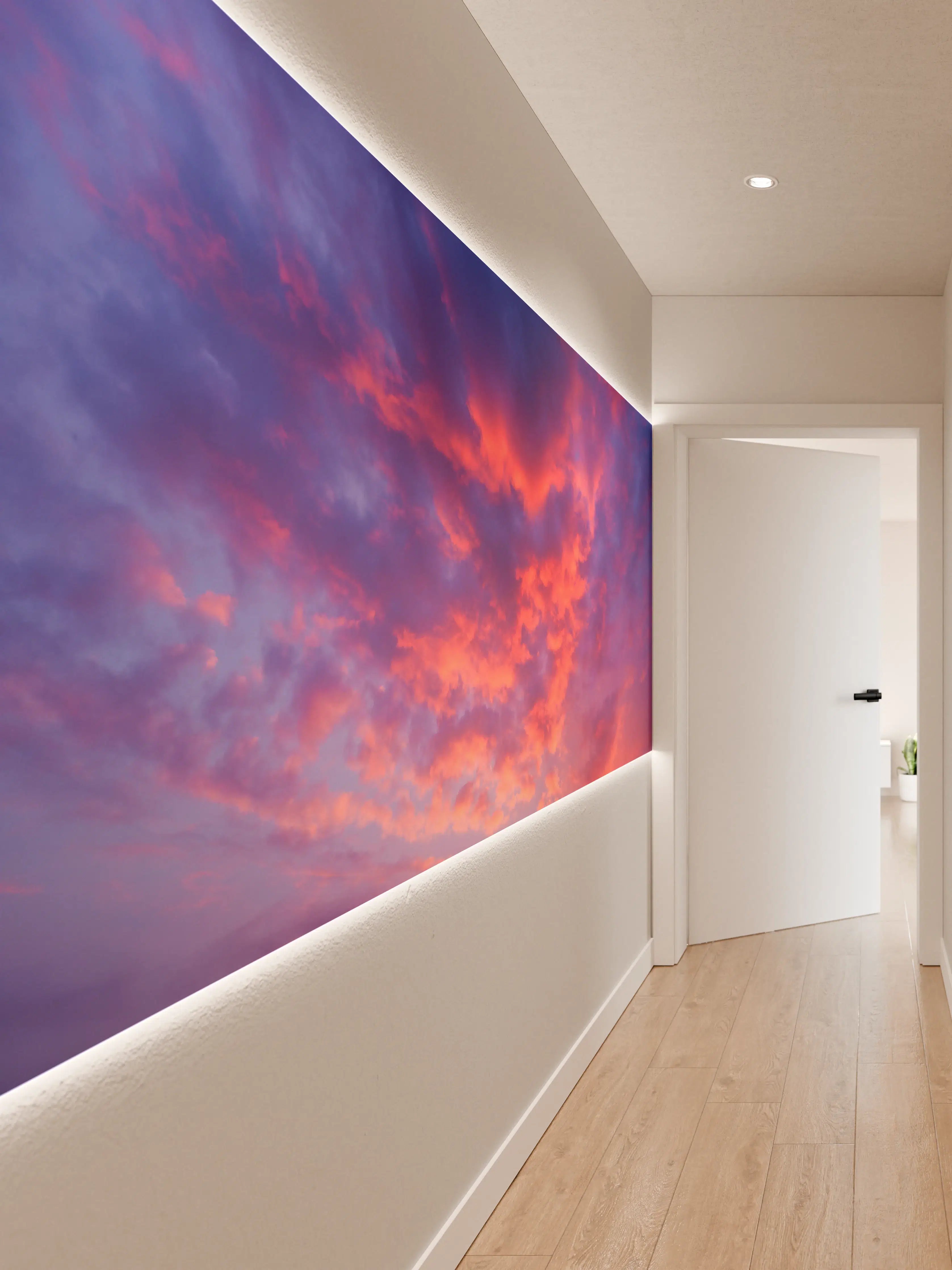Wandverkleidung Flur - Violett-Pinker Sonnenuntergang