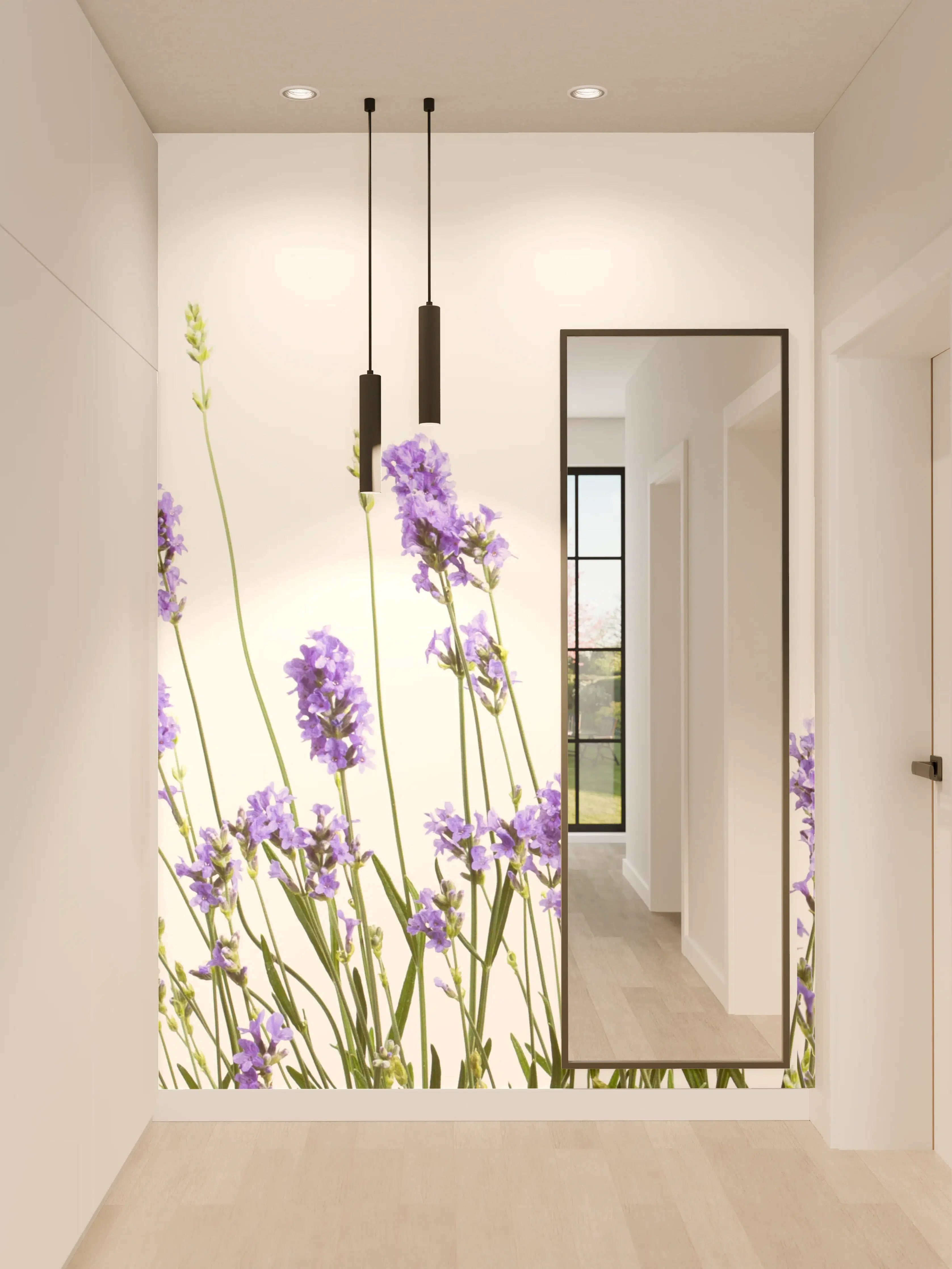 Wandverkleidung Flur - Violette Lavendelblüten im Sonnenlicht