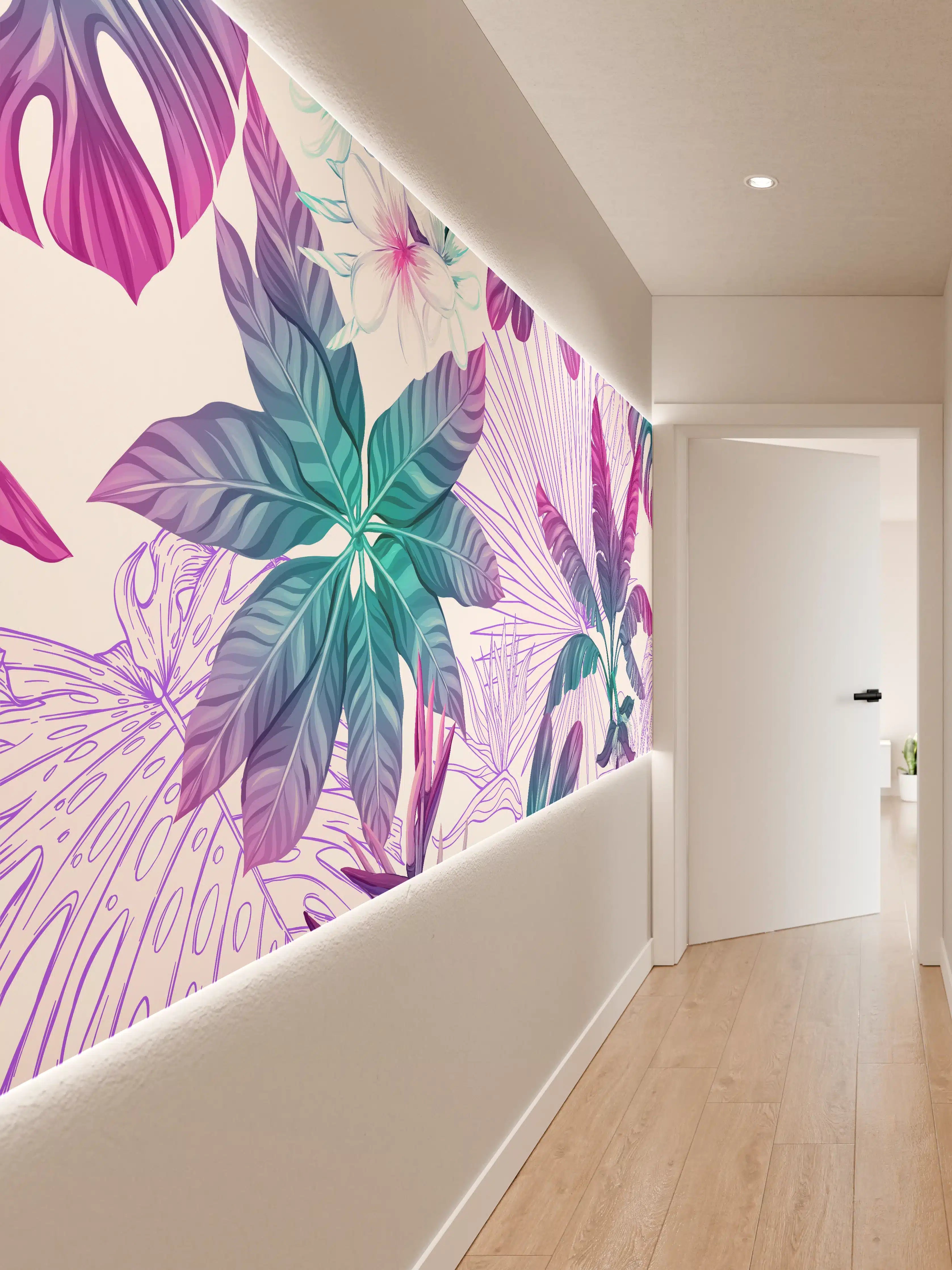 Wandverkleidung Flur - Vivid Tropical Leaf Print