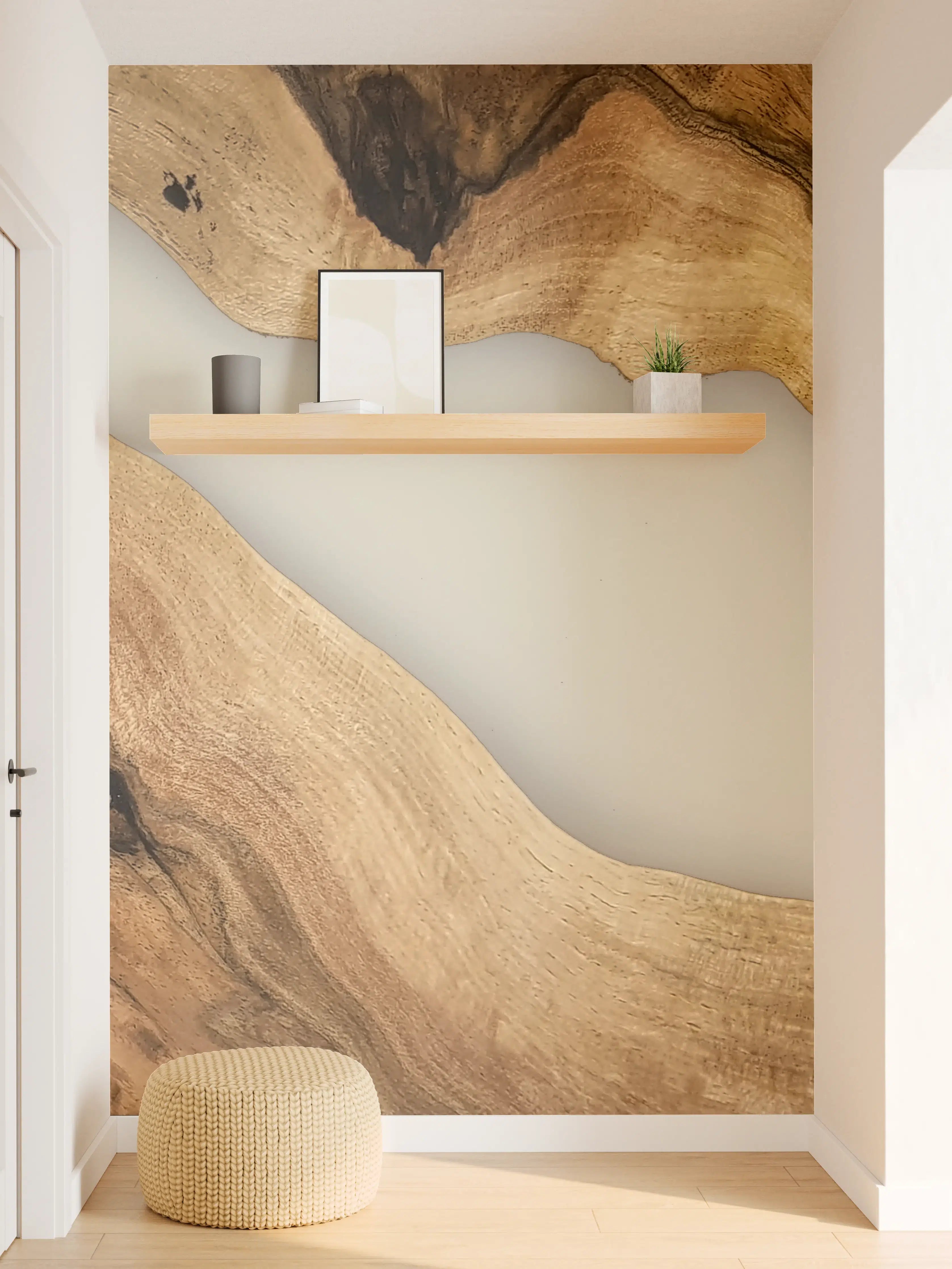 Wandverkleidung Flur - Warme Holztöne mit Grau-Highlights