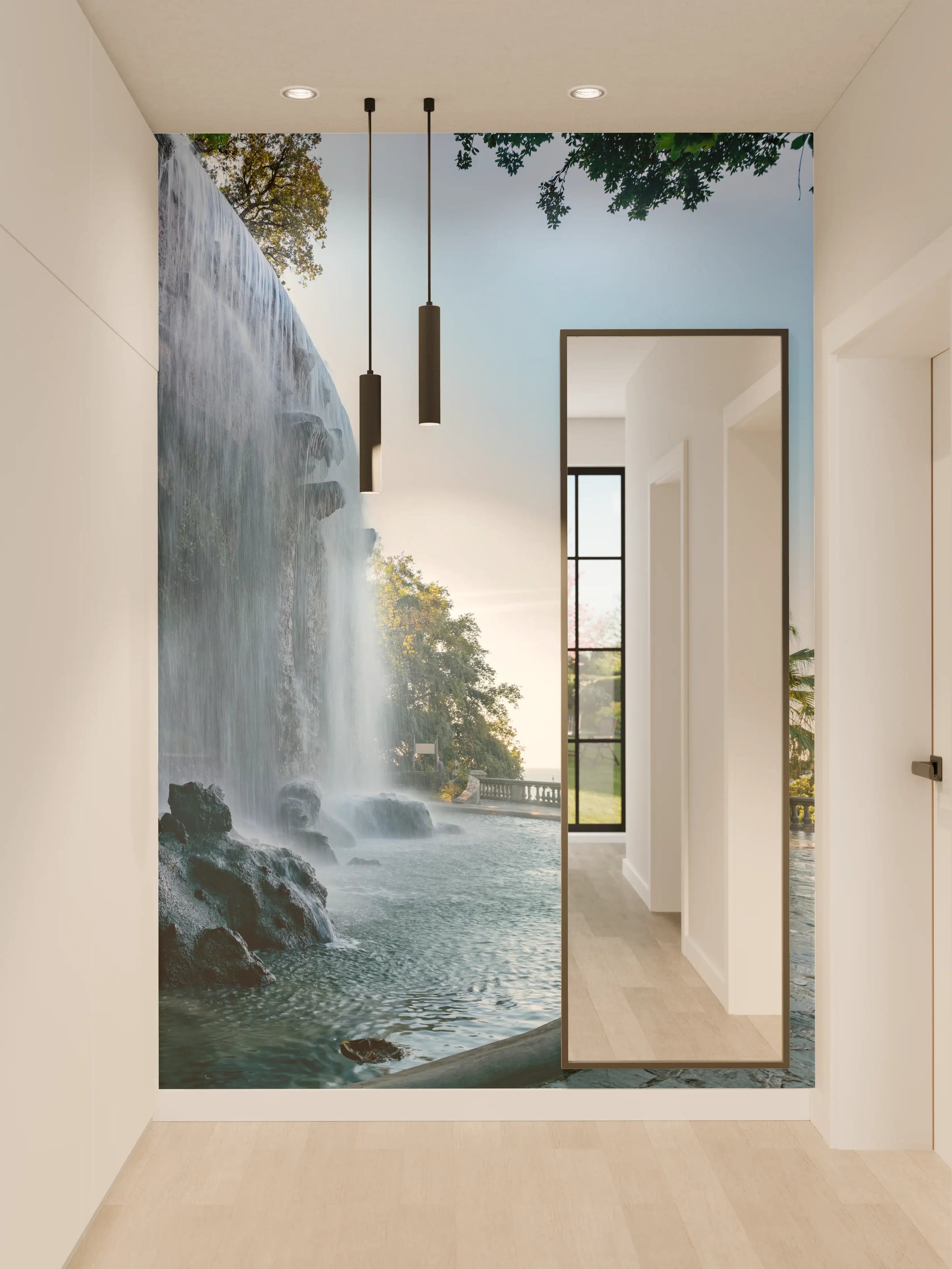 Wandverkleidung Flur - Wasserfall bei Sonnenaufgang