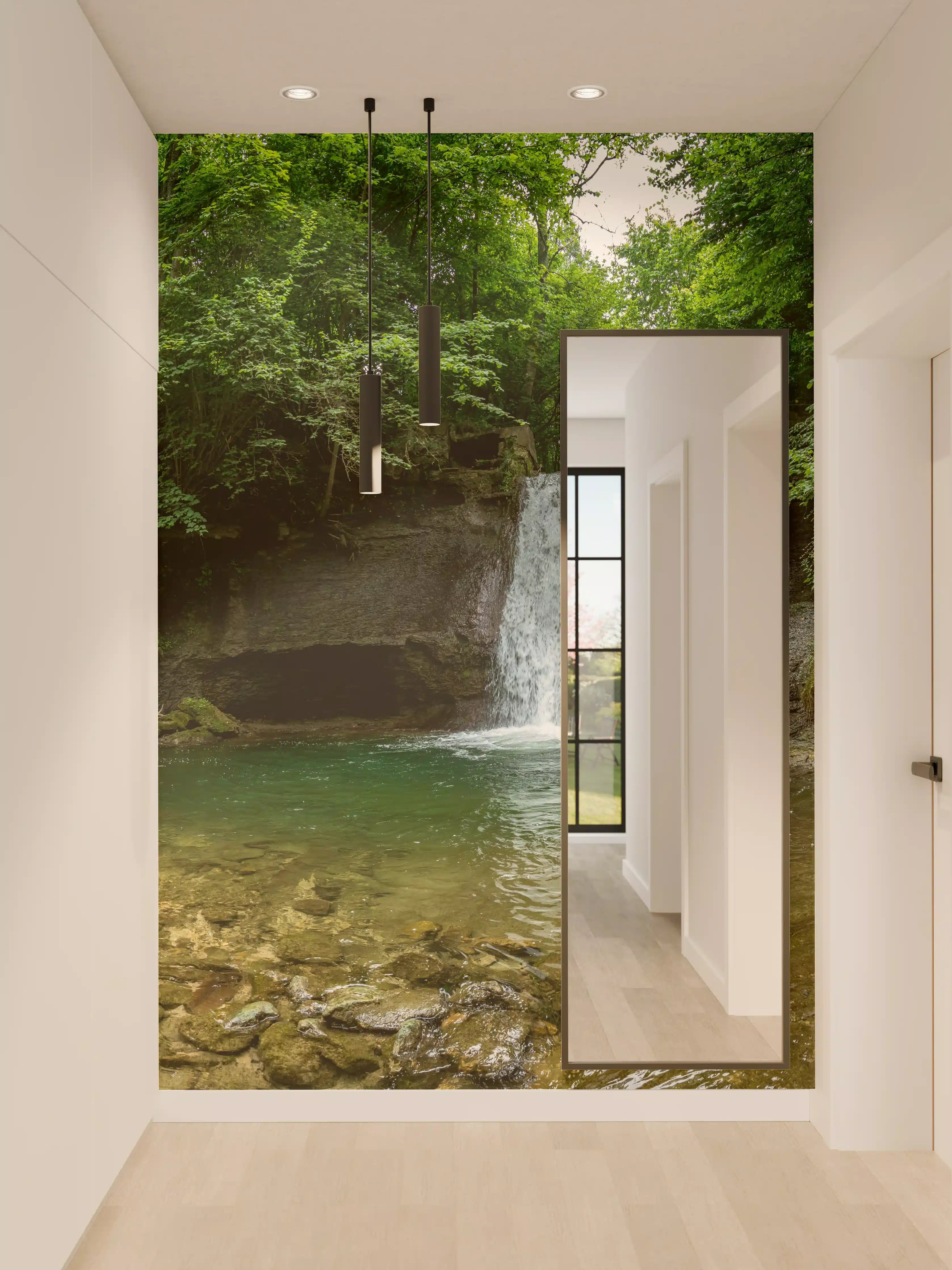 Wandverkleidung Flur - Wasserfall im Wald - Utopie